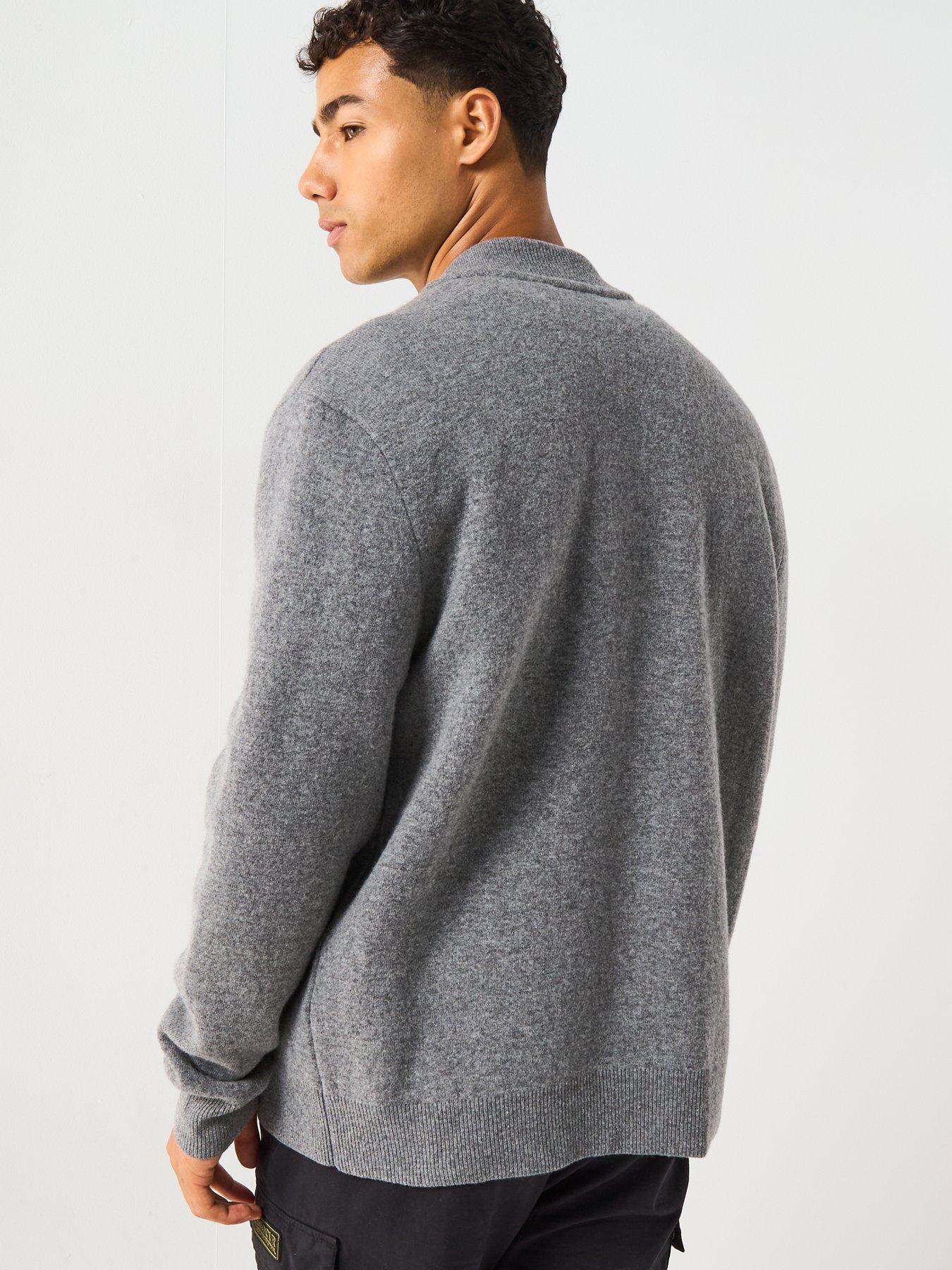 Image 2 of 6 of Barbour International Steve McQueen Letterman Knitted Bomber- Grey