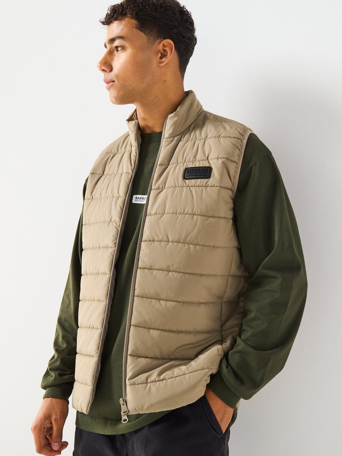 undefined Aldon Baffle Slim Fit Quilted Gilet - Beige