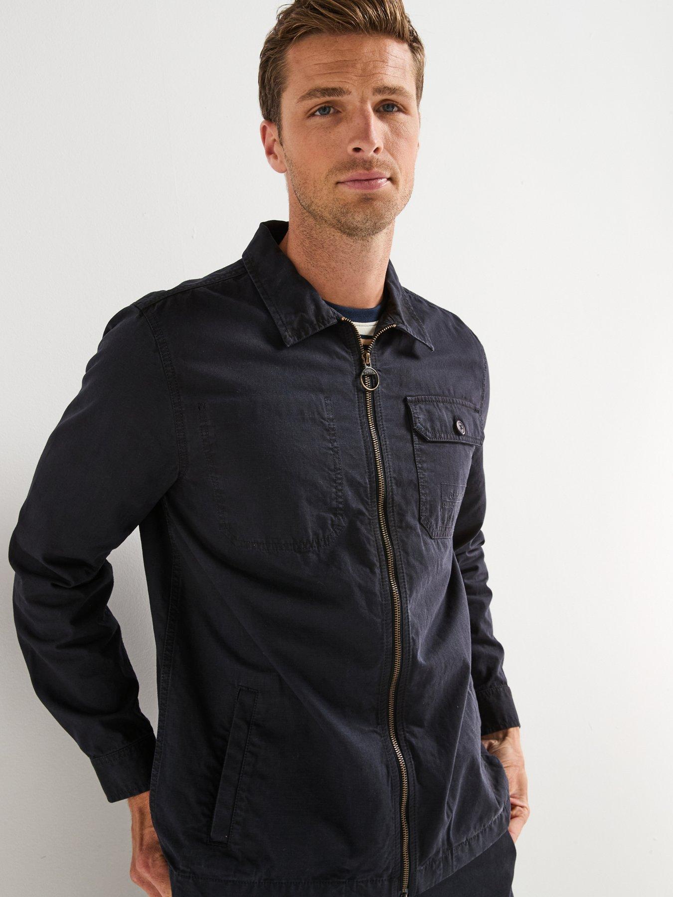 undefined Harton Relaxed Fit Slub Overshirt - Navy