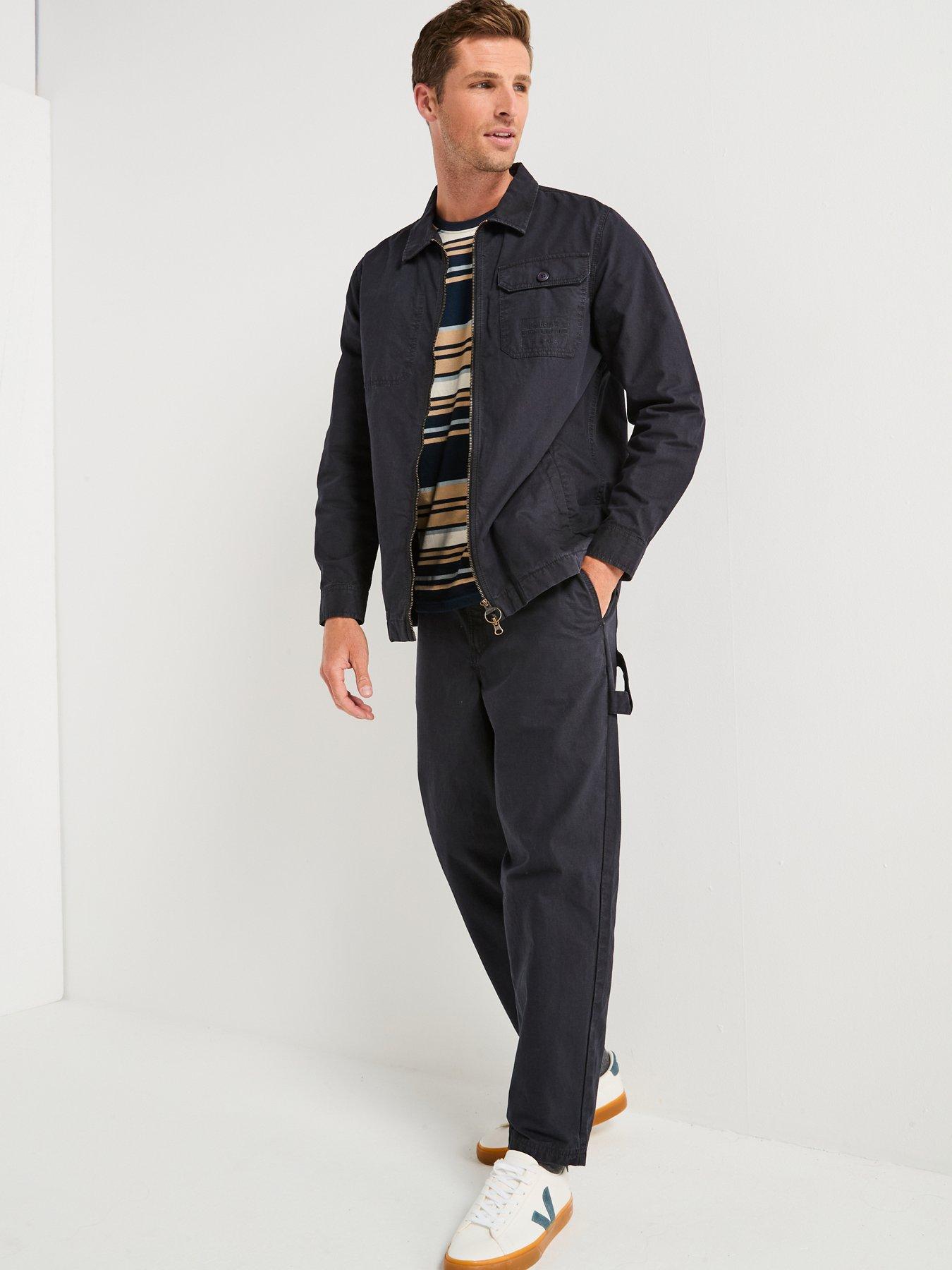 Image 3 of 6 of Barbour Harton Relaxed Fit Slub Overshirt - Navy