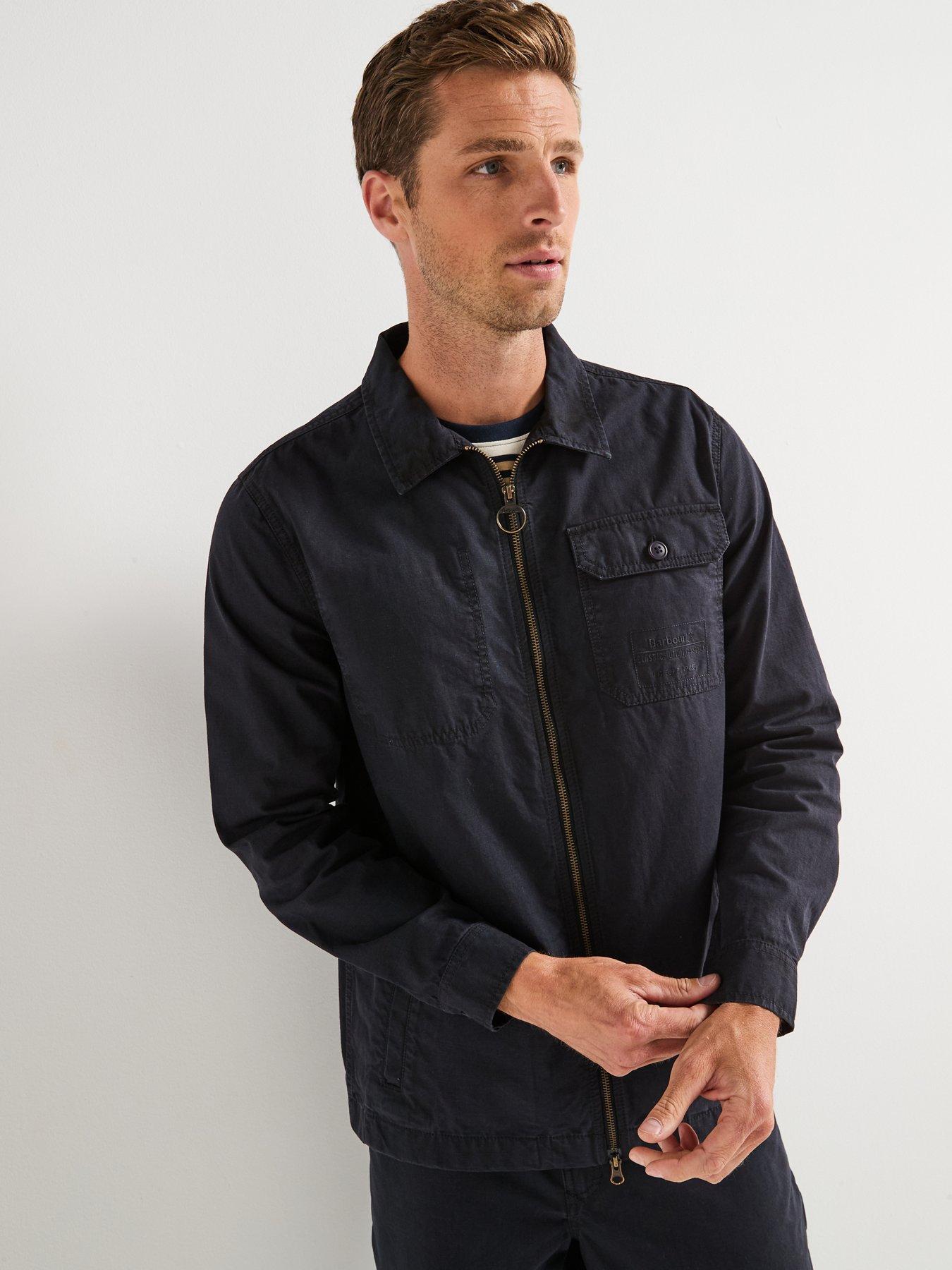 Image 5 of 6 of Barbour Harton Relaxed Fit Slub Overshirt - Navy