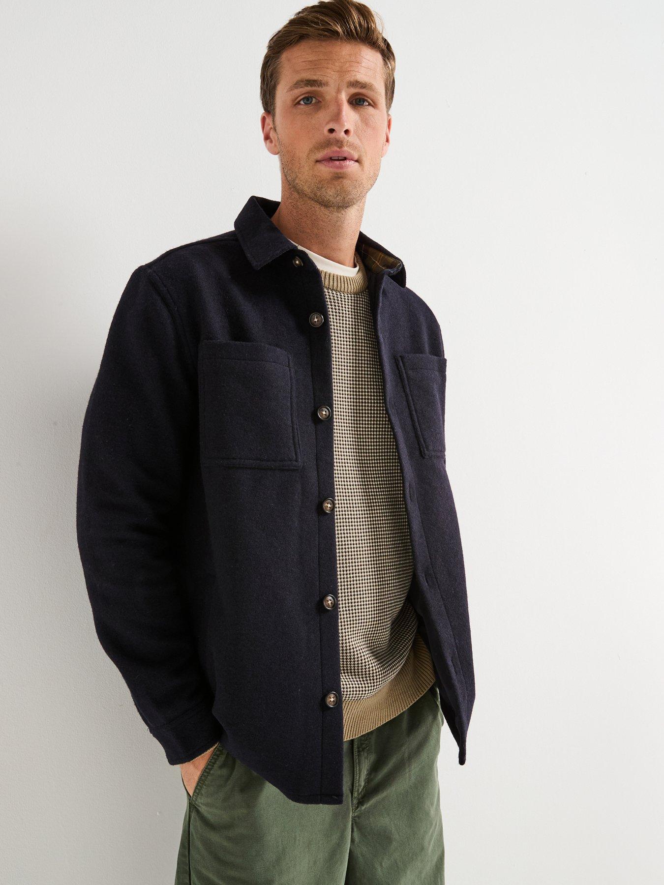 Image 1 of 6 of Barbour Marlow Tailored Fit Wool Blend Overshirt - Navy