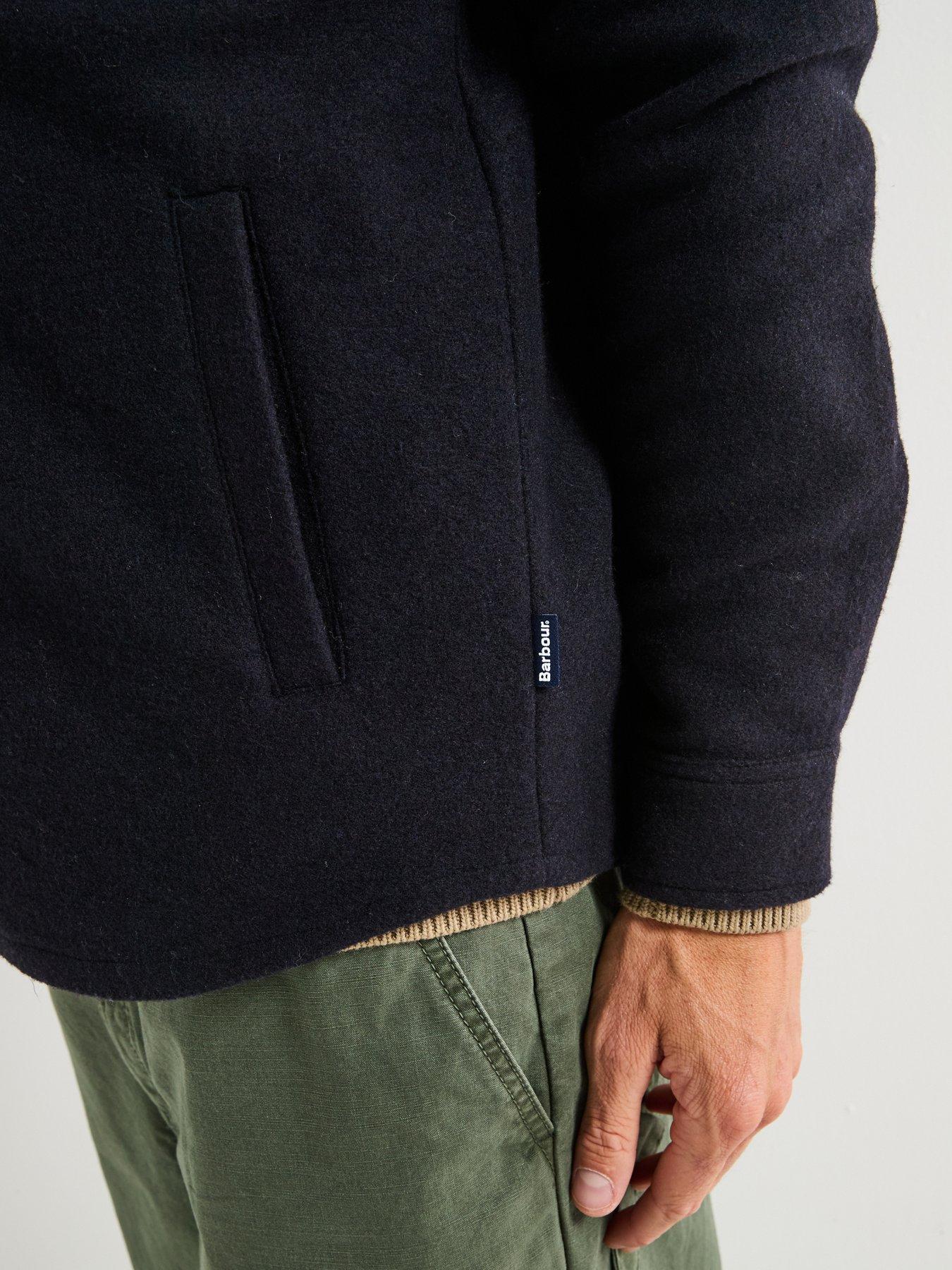 Image 4 of 6 of Barbour Marlow Tailored Fit Wool Blend Overshirt - Navy