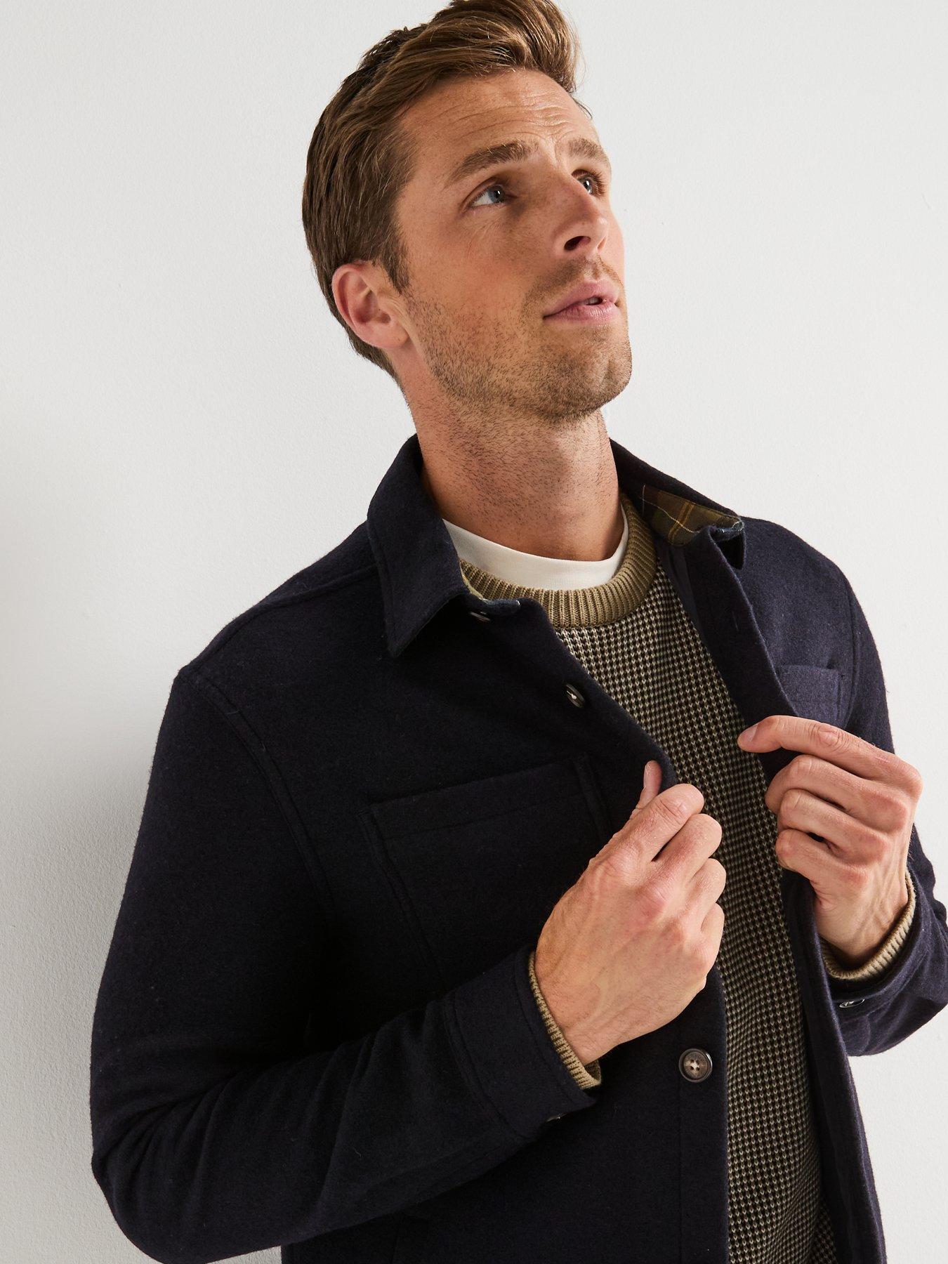 Image 6 of 6 of Barbour Marlow Tailored Fit Wool Blend Overshirt - Navy