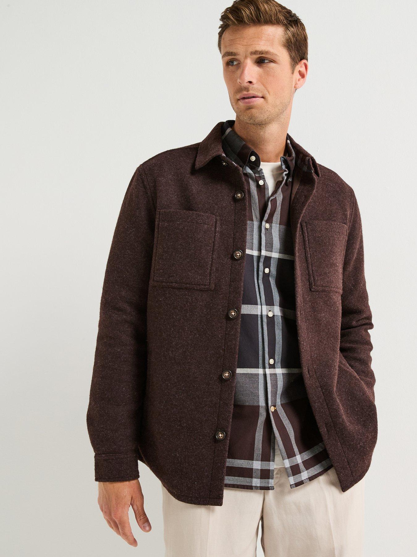 Barbour Marlow Tailored Fit Wool Blend Overshirt- Brown
