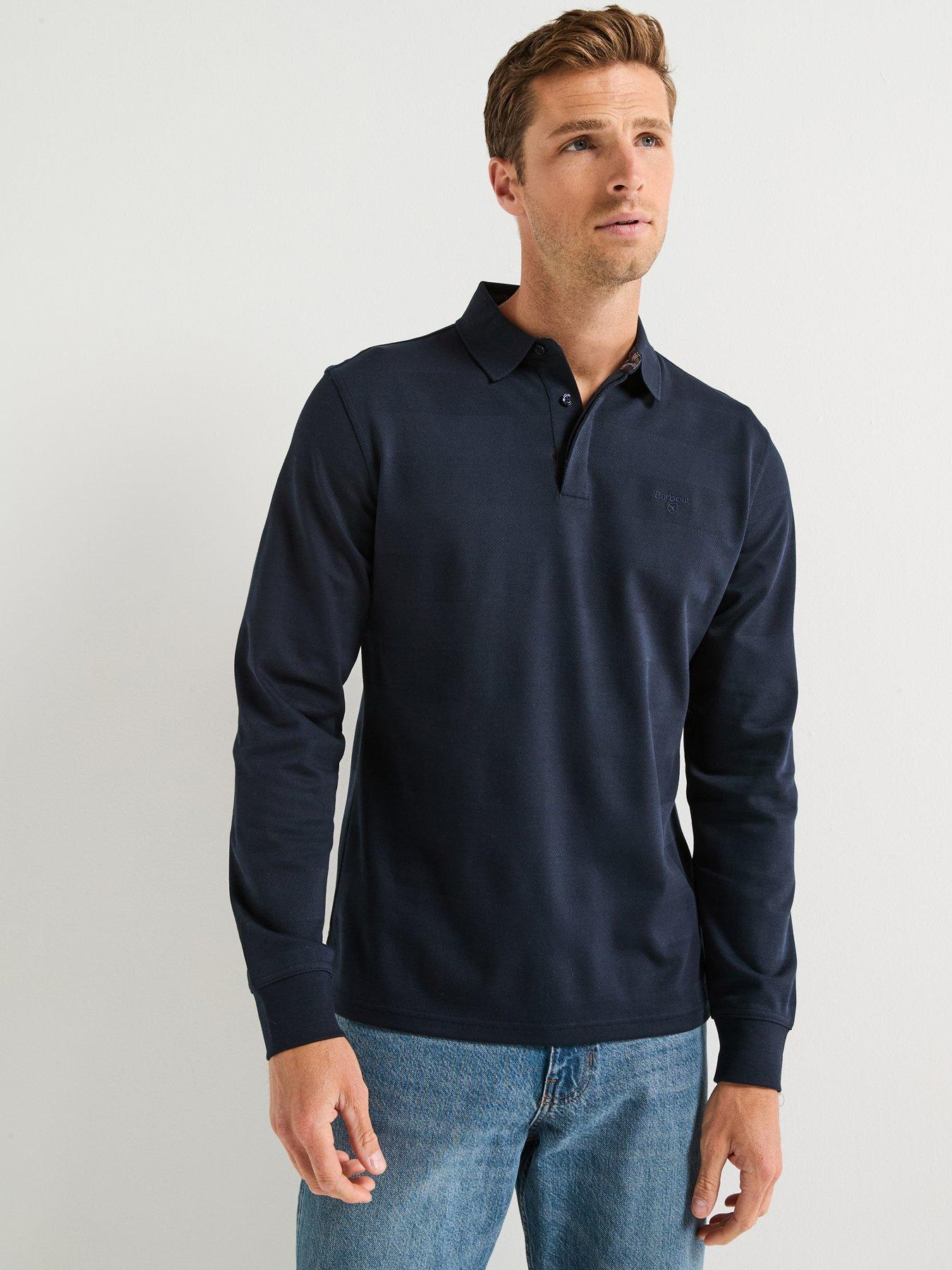 Barbour Waketown Tailored Fit Long Sleeve Polo Shirt- Navy