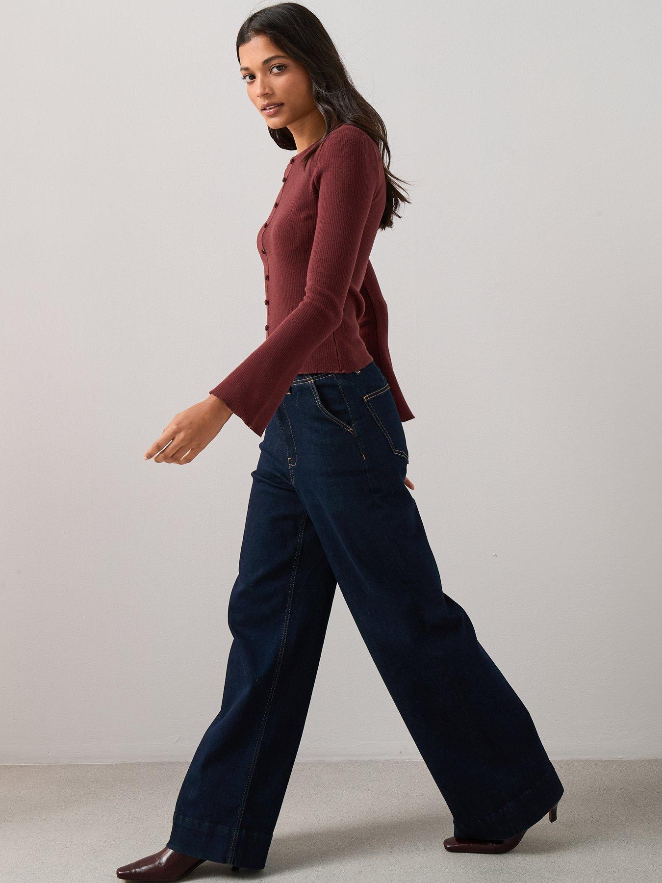  image of the-very-collection-flared-sleeve-rib-top-purple