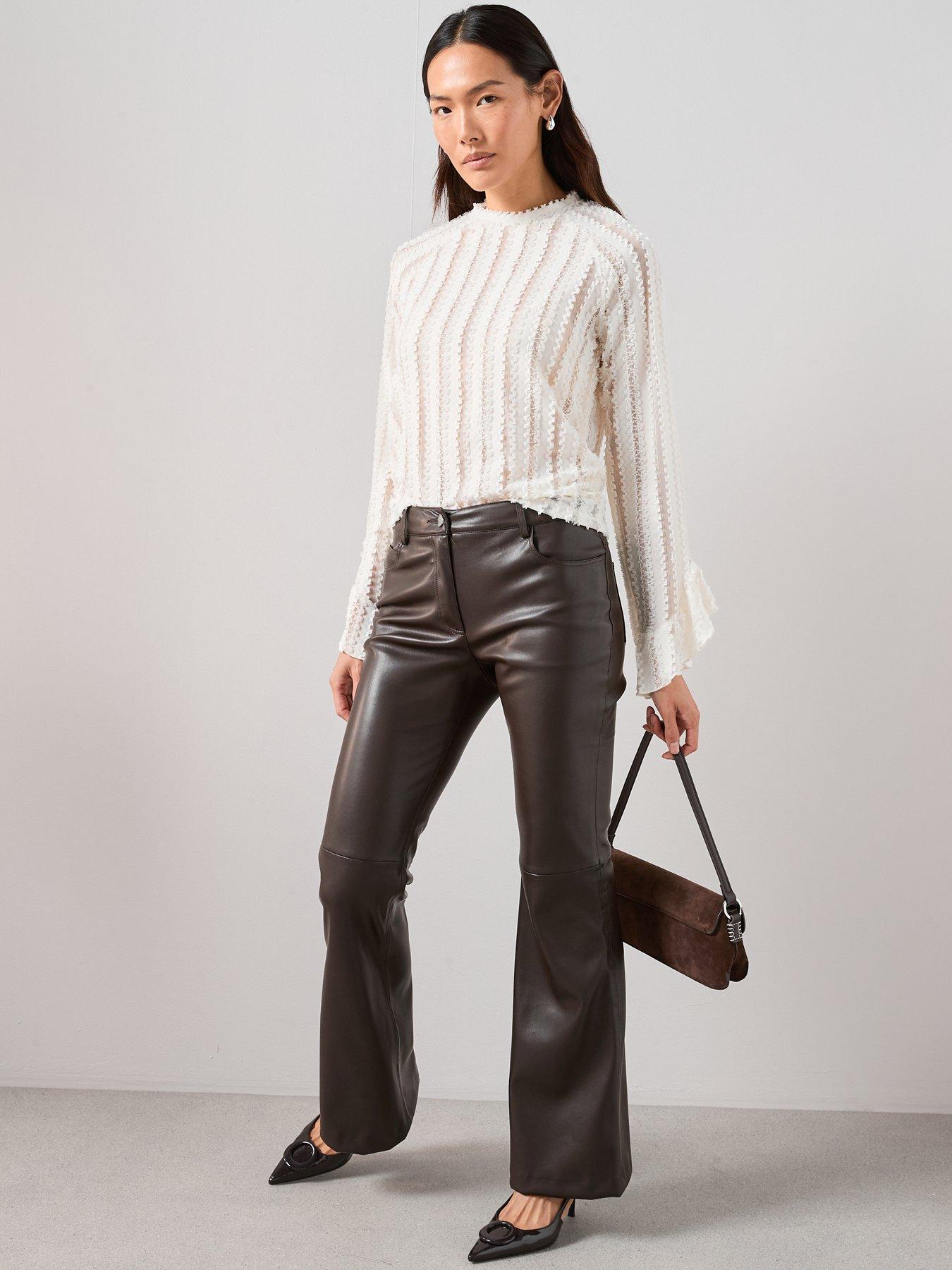  image of the-very-collection-ruffle-sleeve-lace-top-cream