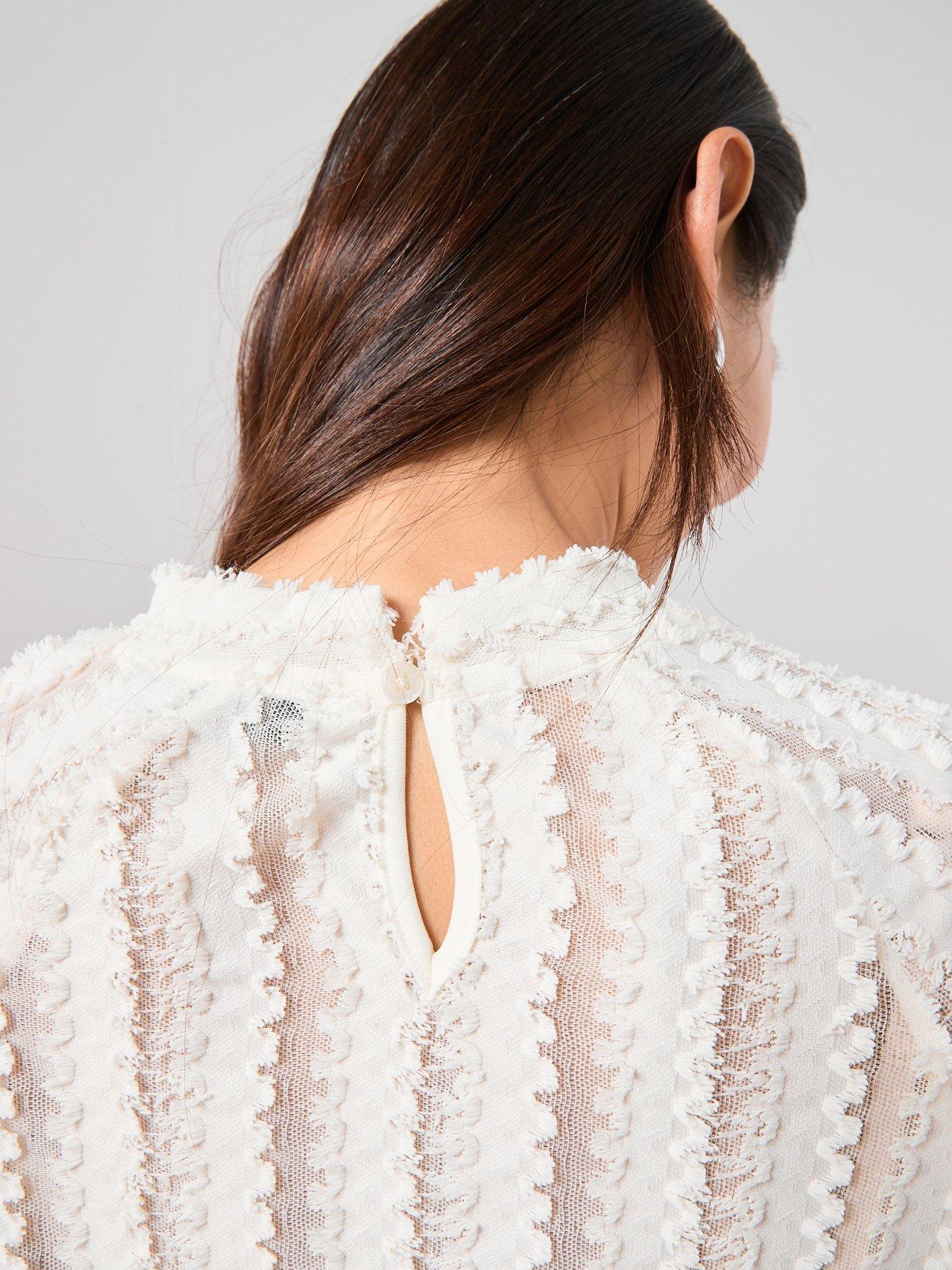  image of the-very-collection-ruffle-sleeve-lace-top-cream