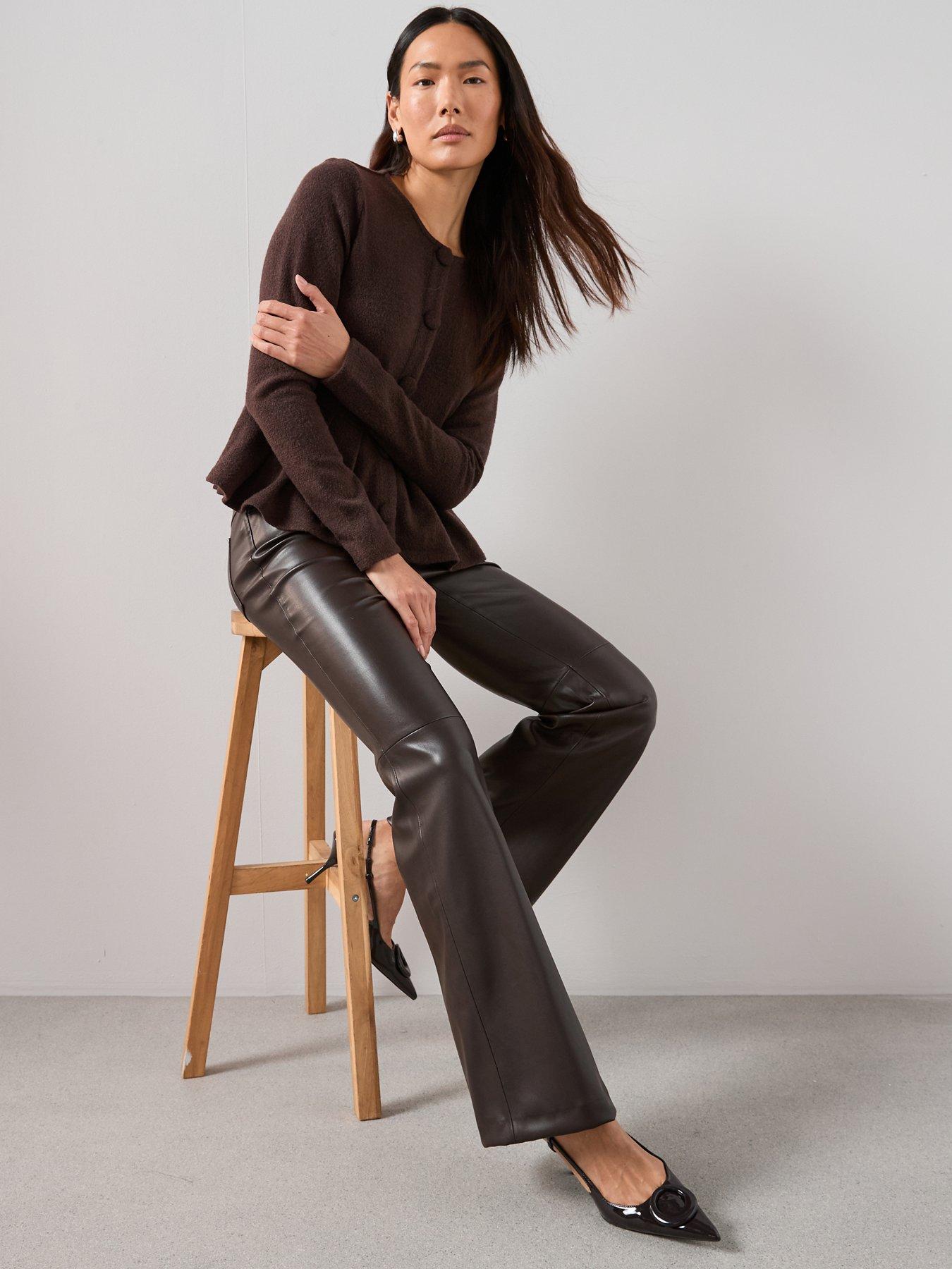 Image 6 of 6 of The Very Collection Peplum Button Through Top - Brown