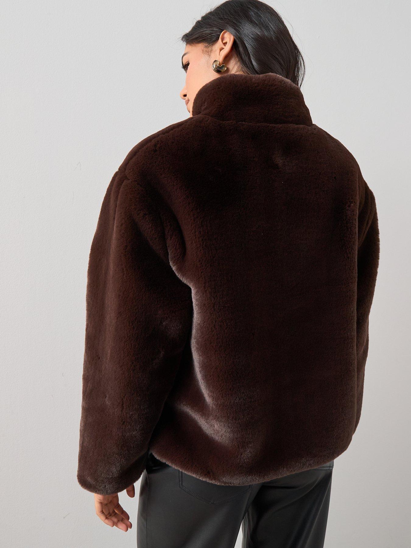  image of the-very-collection-brown-faux-fur-jacket