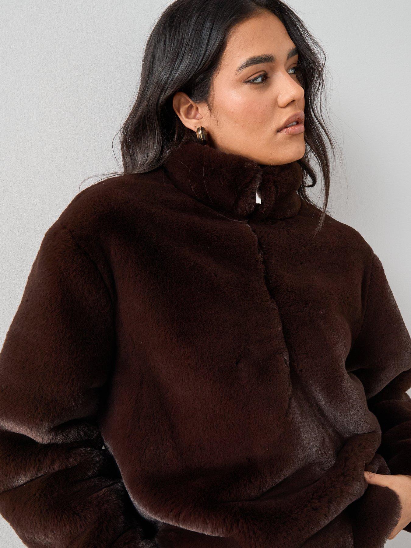  image of the-very-collection-brown-faux-fur-jacket