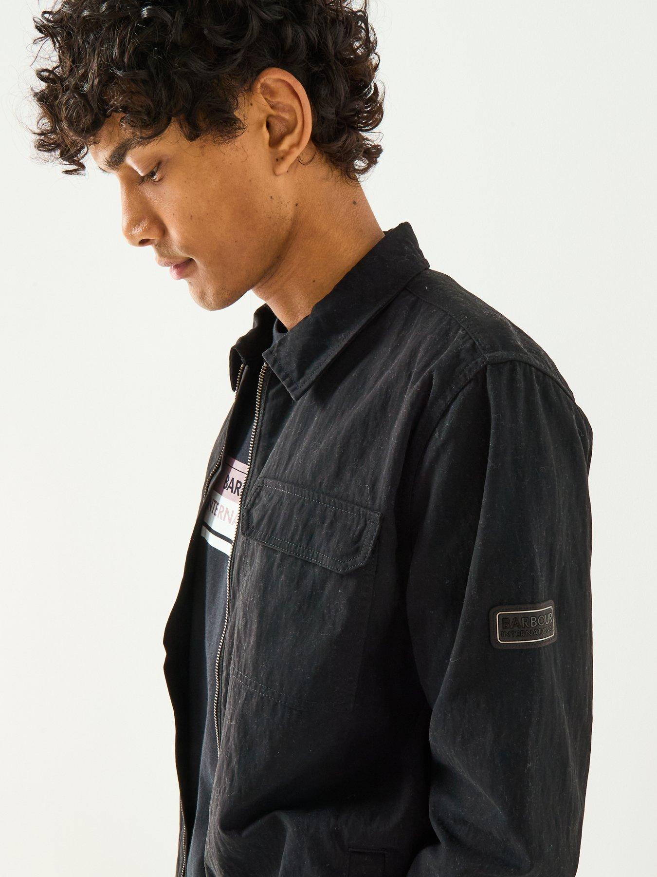  image of barbour-international-maze-peached-nylon-overshirt--black