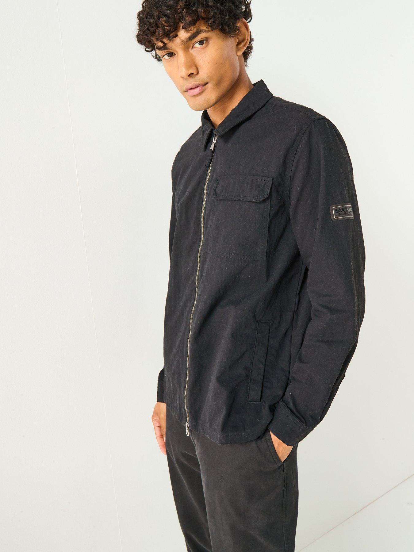  image of barbour-international-maze-peached-nylon-overshirt--black