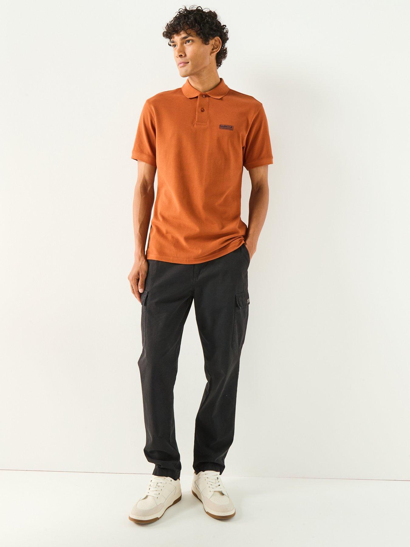 image of barbour-international-essential-short-sleeve-polo-shirt--dark-orange