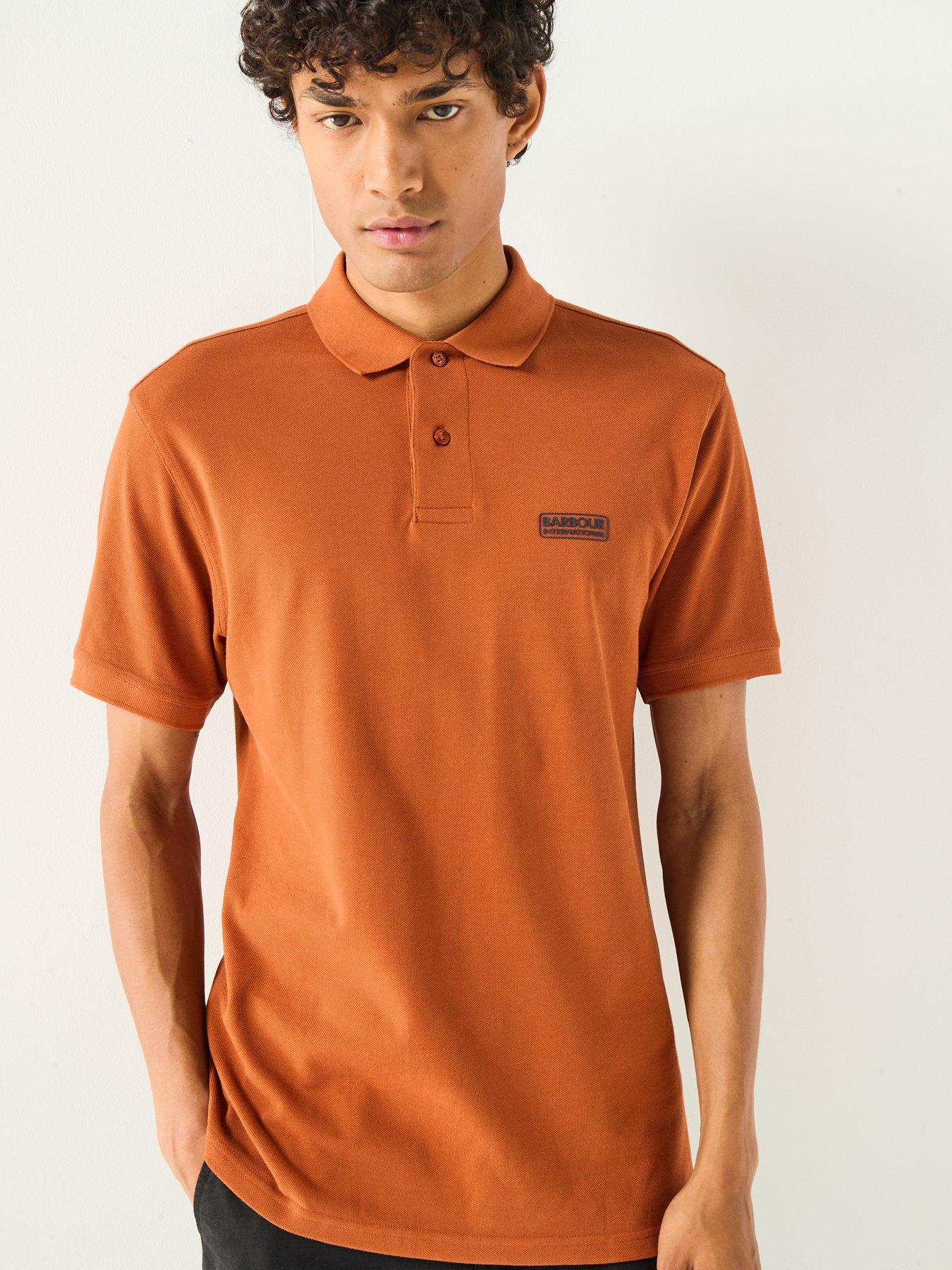  image of barbour-international-essential-short-sleeve-polo-shirt--dark-orange