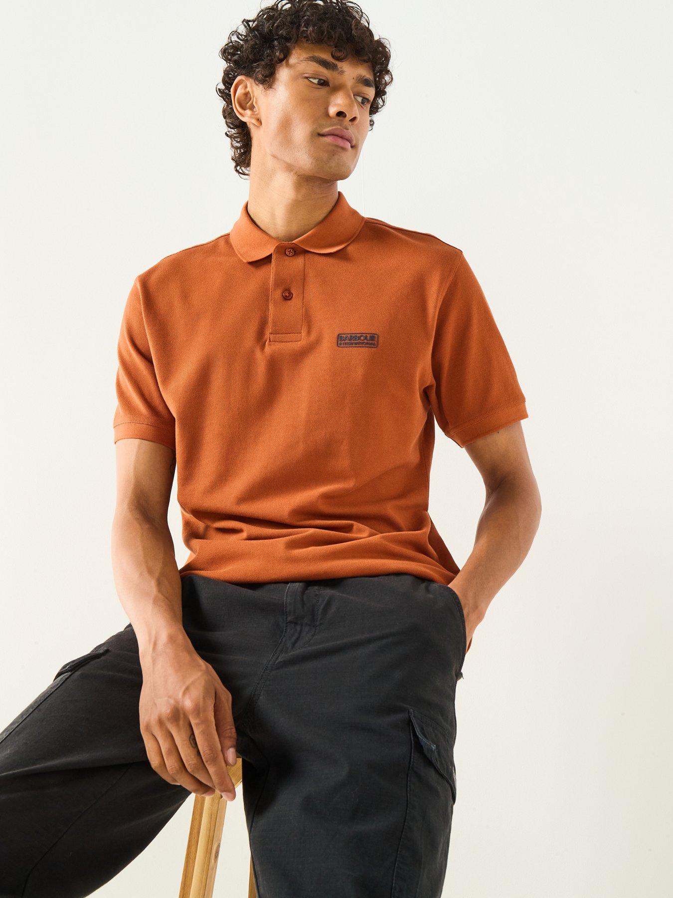  image of barbour-international-essential-short-sleeve-polo-shirt--dark-orange