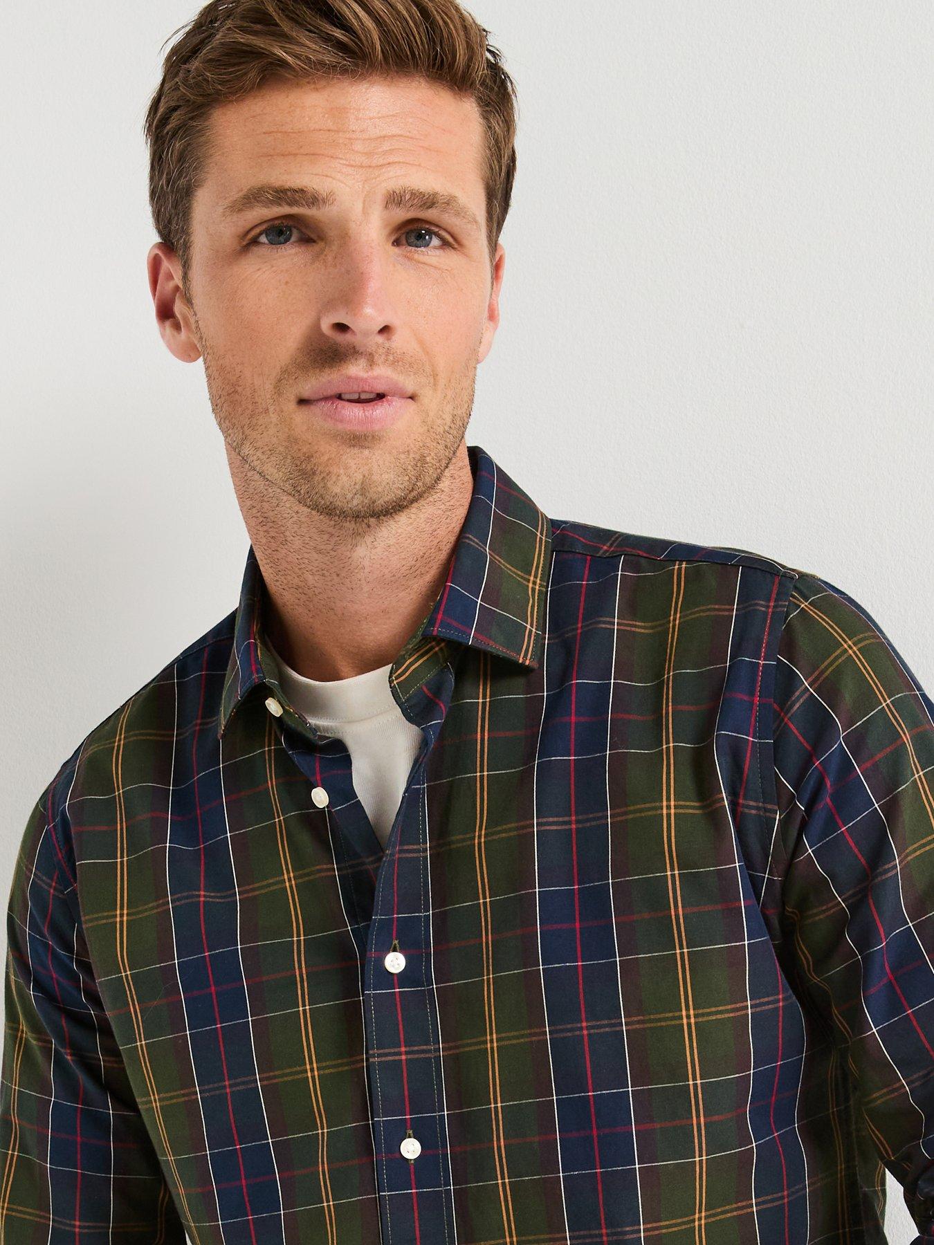  image of barbour-kenton-checked-tailored-fit-shirt--navy
