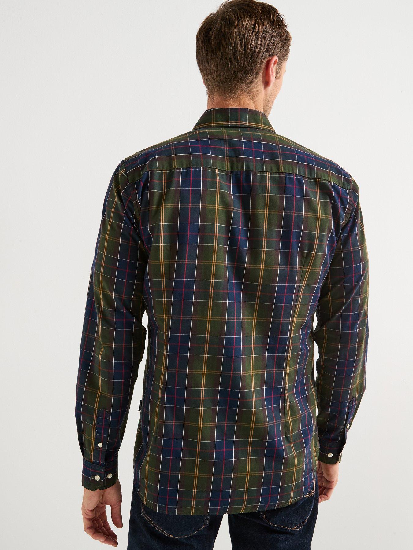 Image 2 of 6 of Barbour Kenton Checked Tailored Fit Shirt-navy
