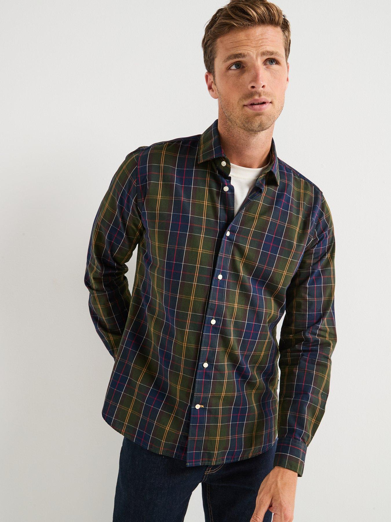  image of barbour-kenton-checked-tailored-fit-shirt--navy