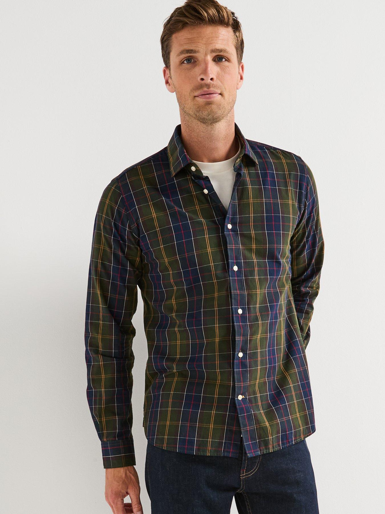 Image 6 of 6 of Barbour Kenton Checked Tailored Fit Shirt-navy