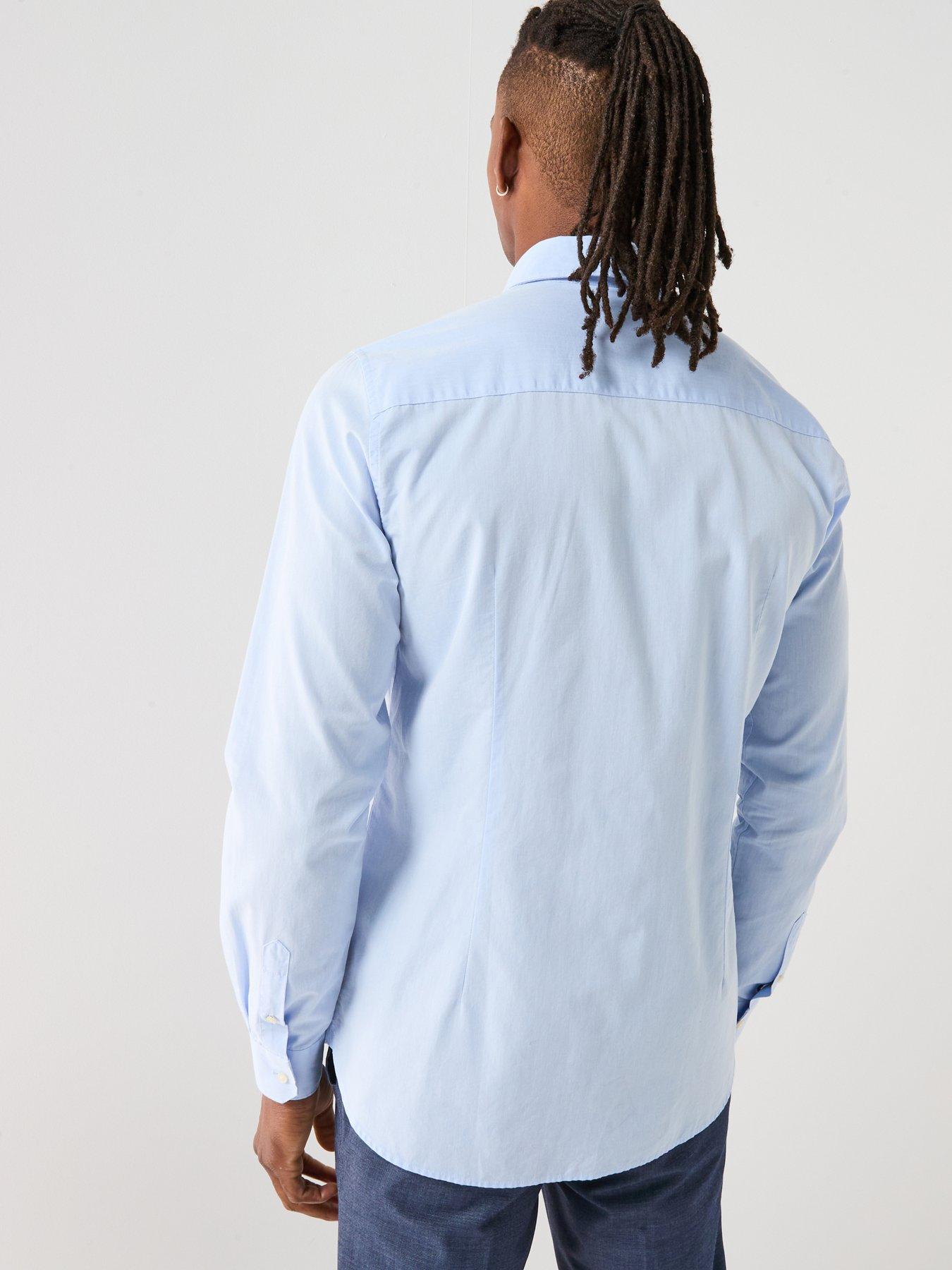 Image 2 of 6 of Barbour Throckley Pin Point Oxford Tailored Fit Shirt - Light Blue