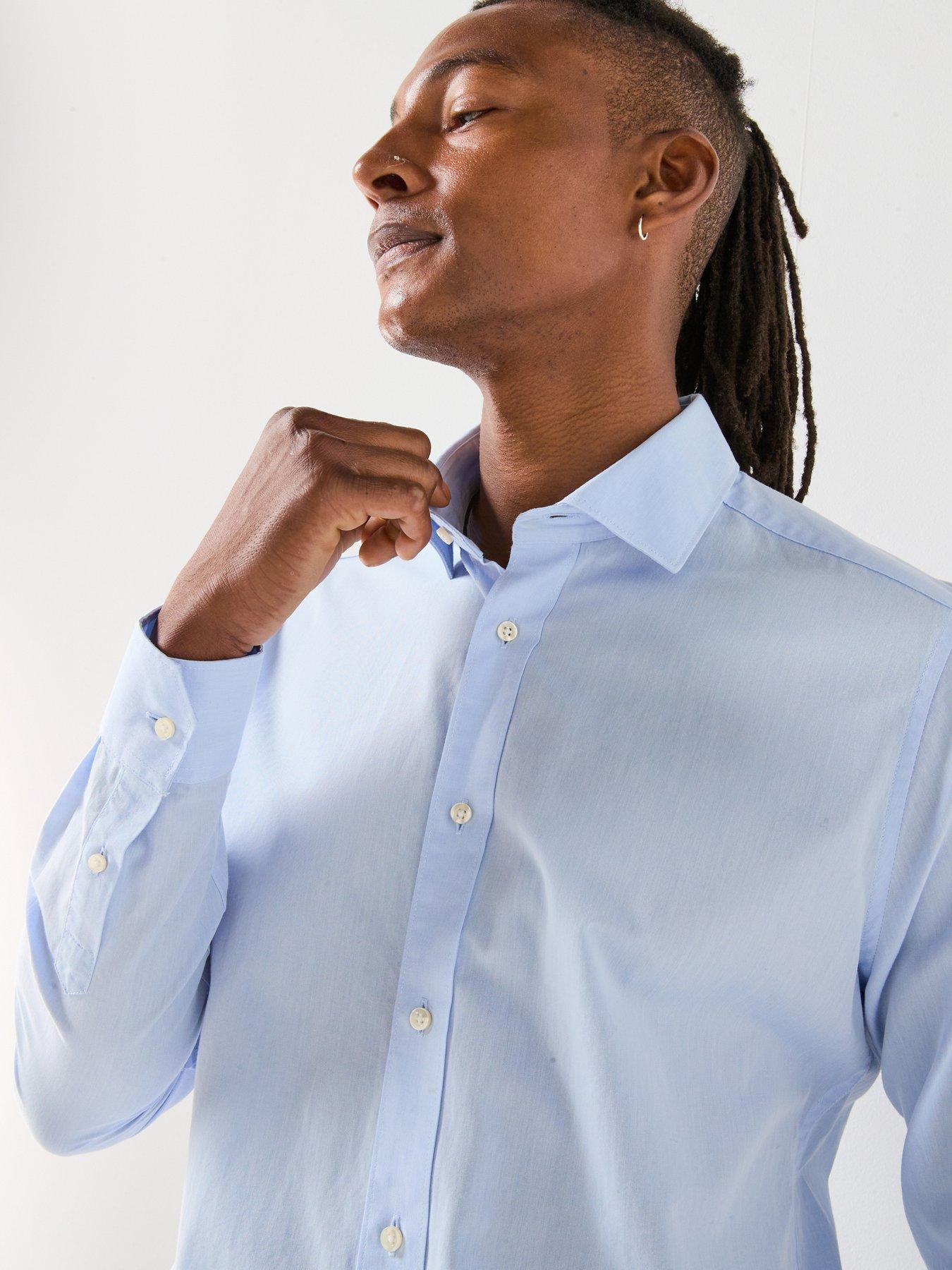 Image 4 of 6 of Barbour Throckley Pin Point Oxford Tailored Fit Shirt - Light Blue