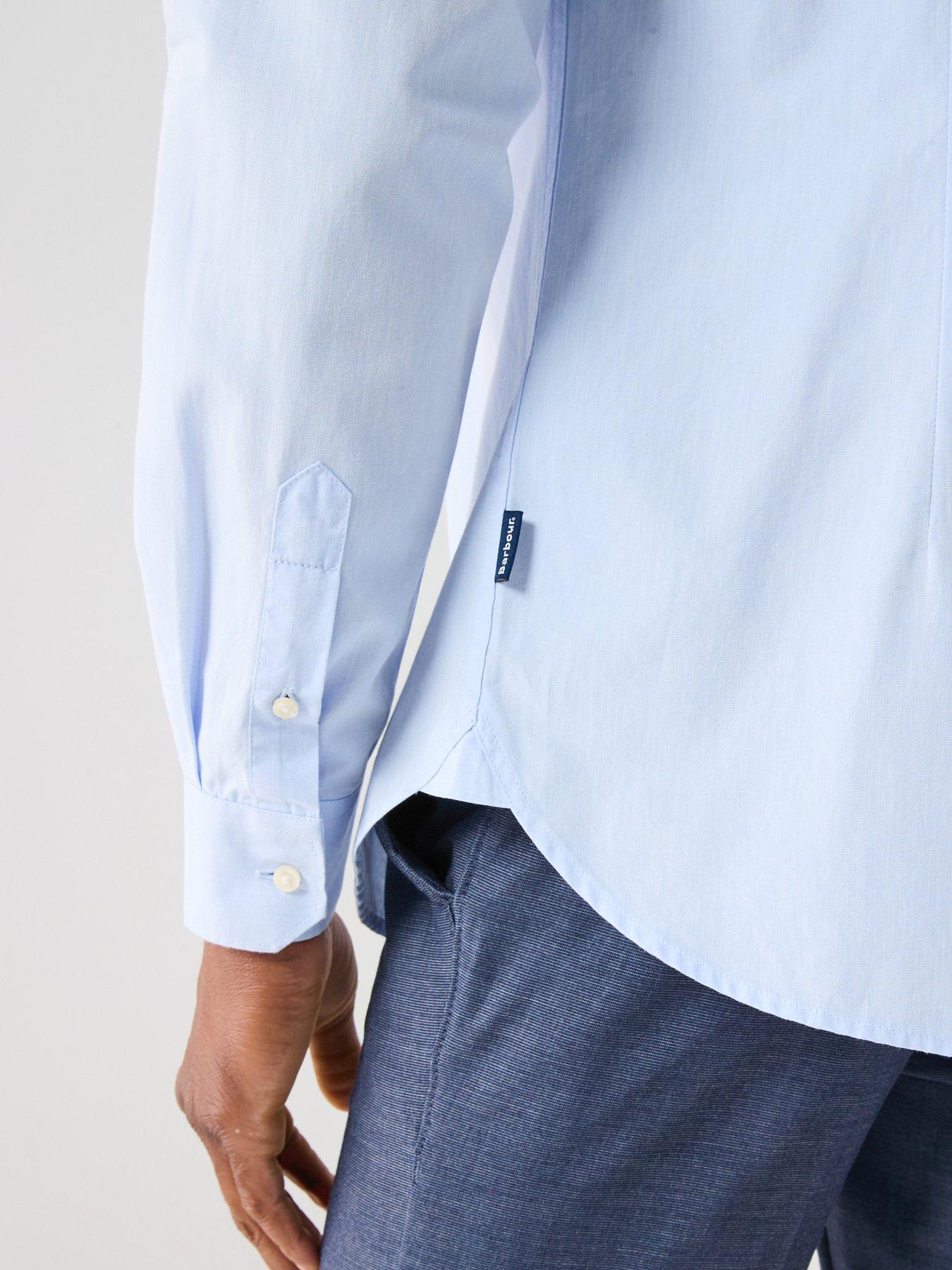 Image 5 of 6 of Barbour Throckley Pin Point Oxford Tailored Fit Shirt - Light Blue