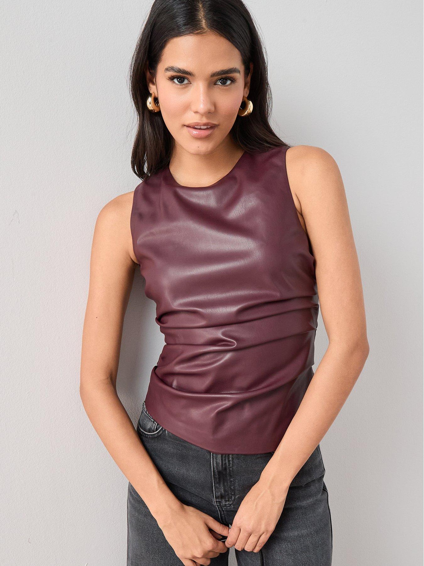 the-very-collection-sleeveless-pu-top-purple