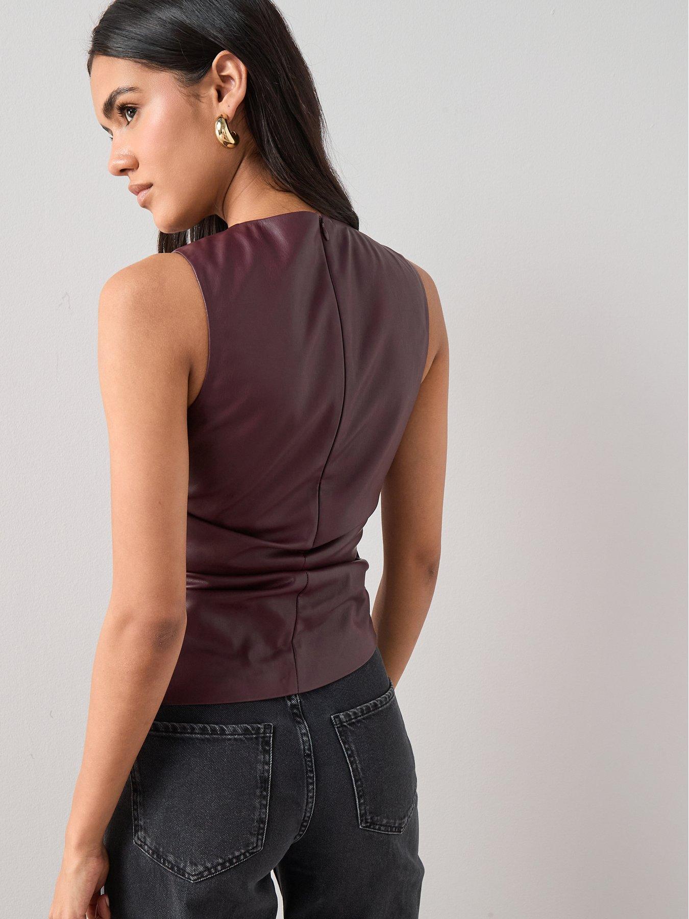 stillFront image of the-very-collection-sleeveless-pu-top-purple