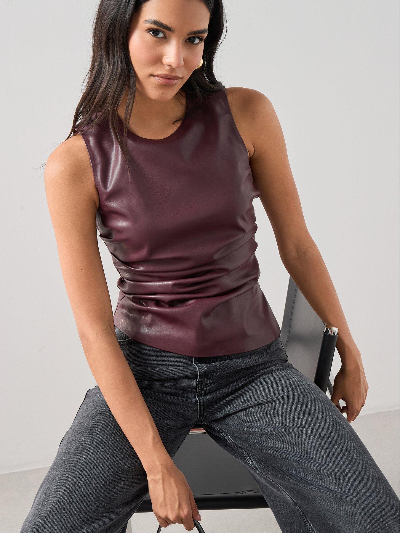  image of the-very-collection-sleeveless-pu-top-purple