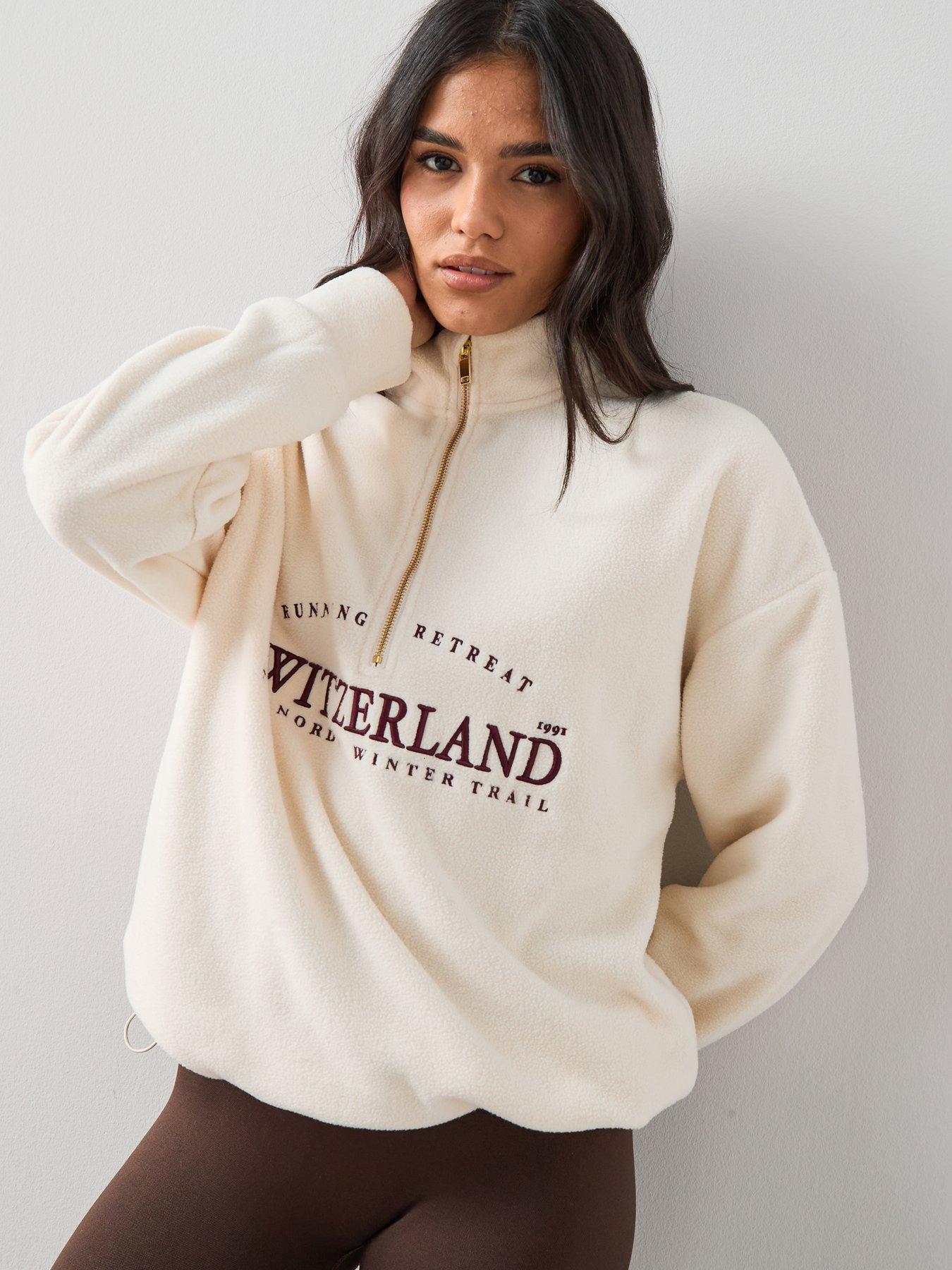 The Very Collection Graphic Zip Up Fleece - Cream