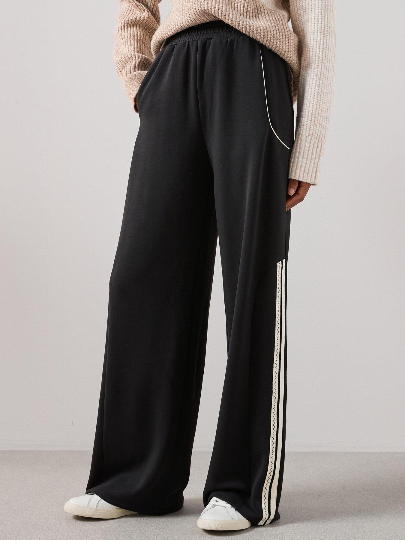 The Very Collection Wide Leg Track Pants - Black
