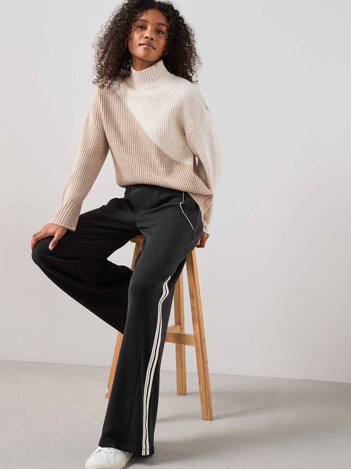 Image 3 of 6 of The Very Collection Wide Leg Track Pants - Black