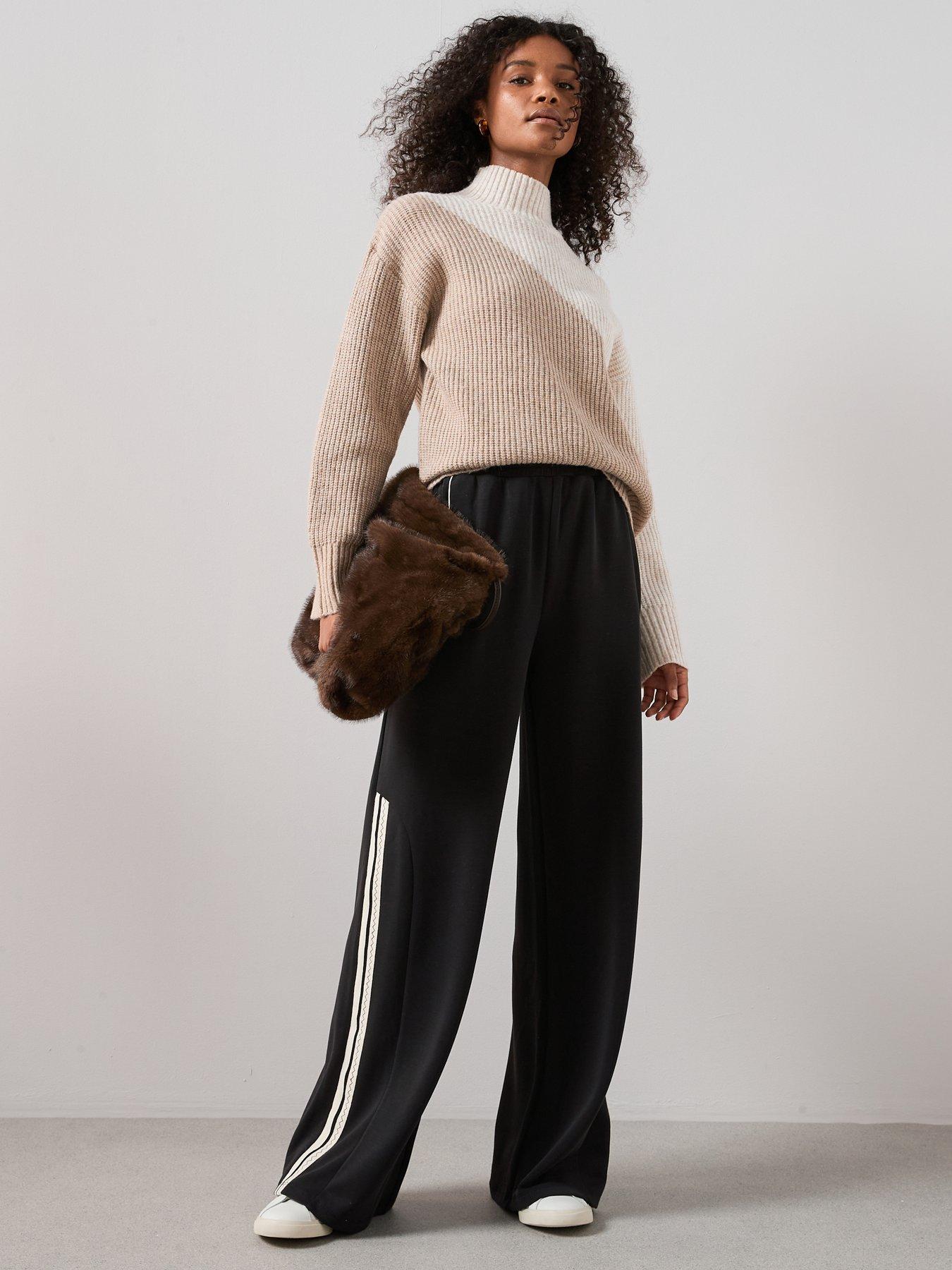 Image 4 of 6 of The Very Collection Wide Leg Track Pants - Black