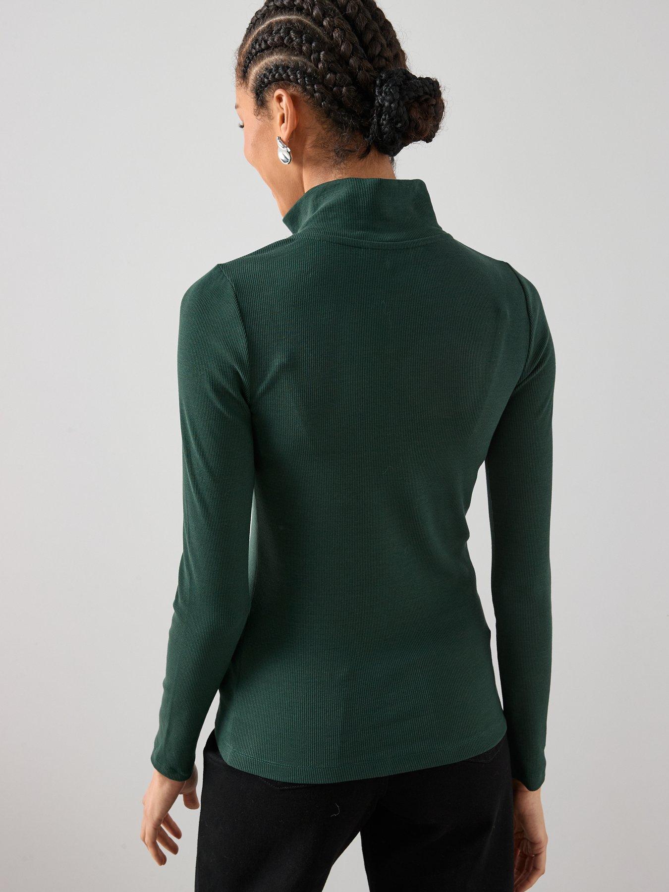  image of the-very-collection-ribbed-half-zip-top-green