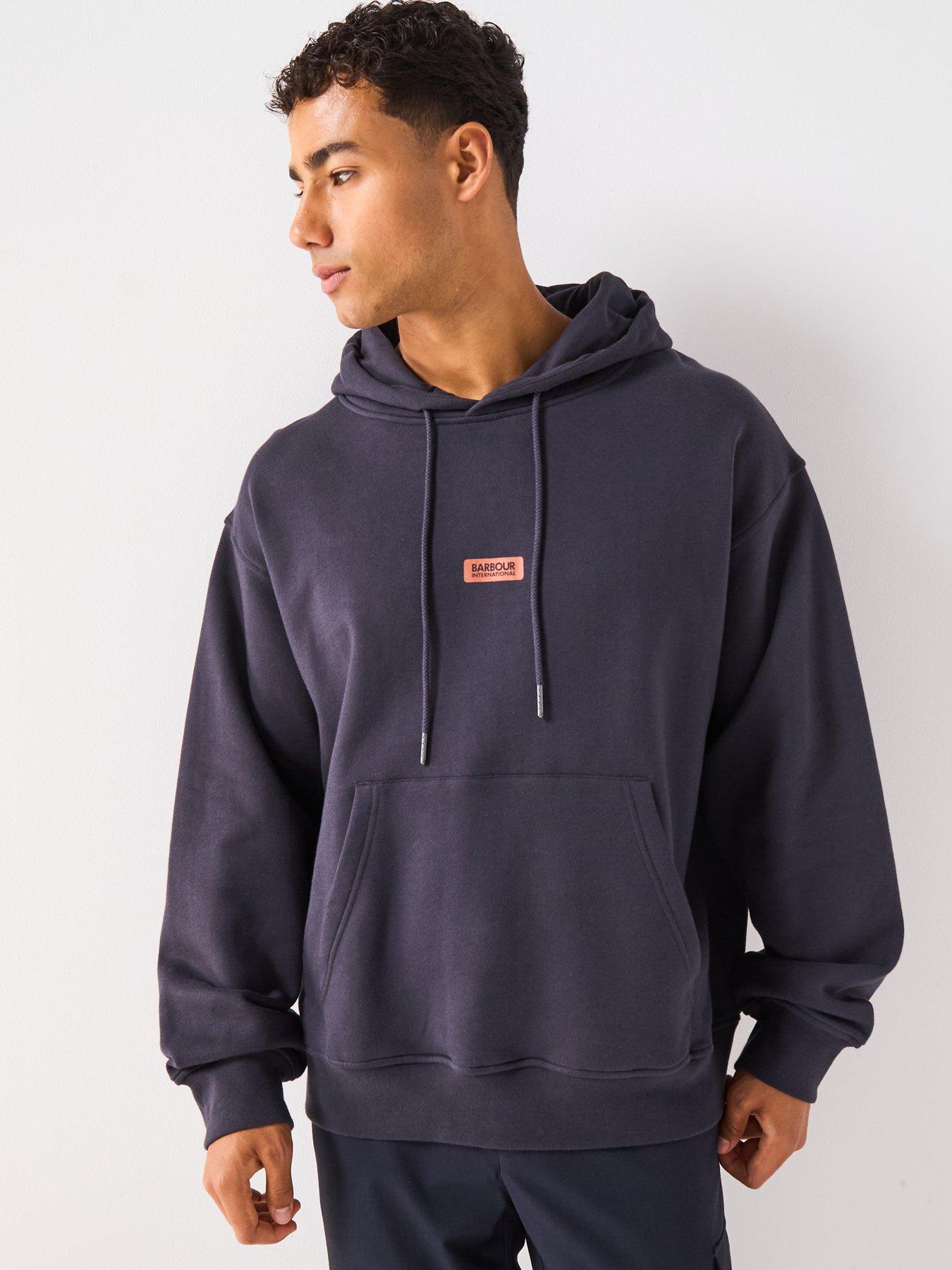 Image 2 of 6 of Barbour International Lever Graphic Oversized Fit Hoodie - Navy