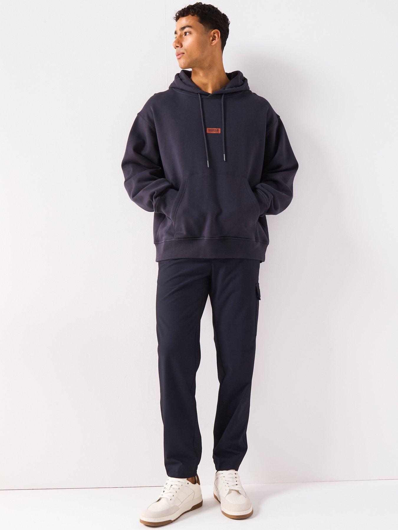 Image 4 of 6 of Barbour International Lever Graphic Oversized Fit Hoodie - Navy