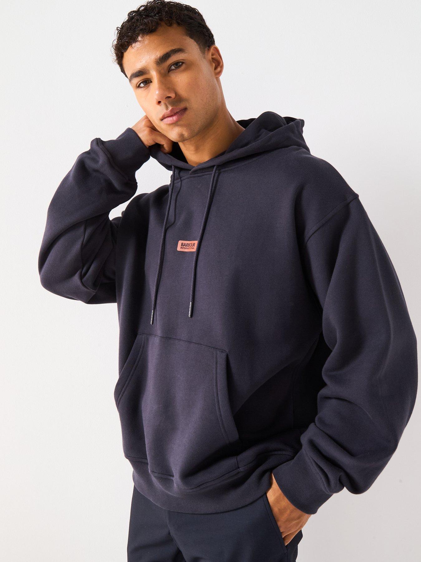 Image 5 of 6 of Barbour International Lever Graphic Oversized Fit Hoodie - Navy