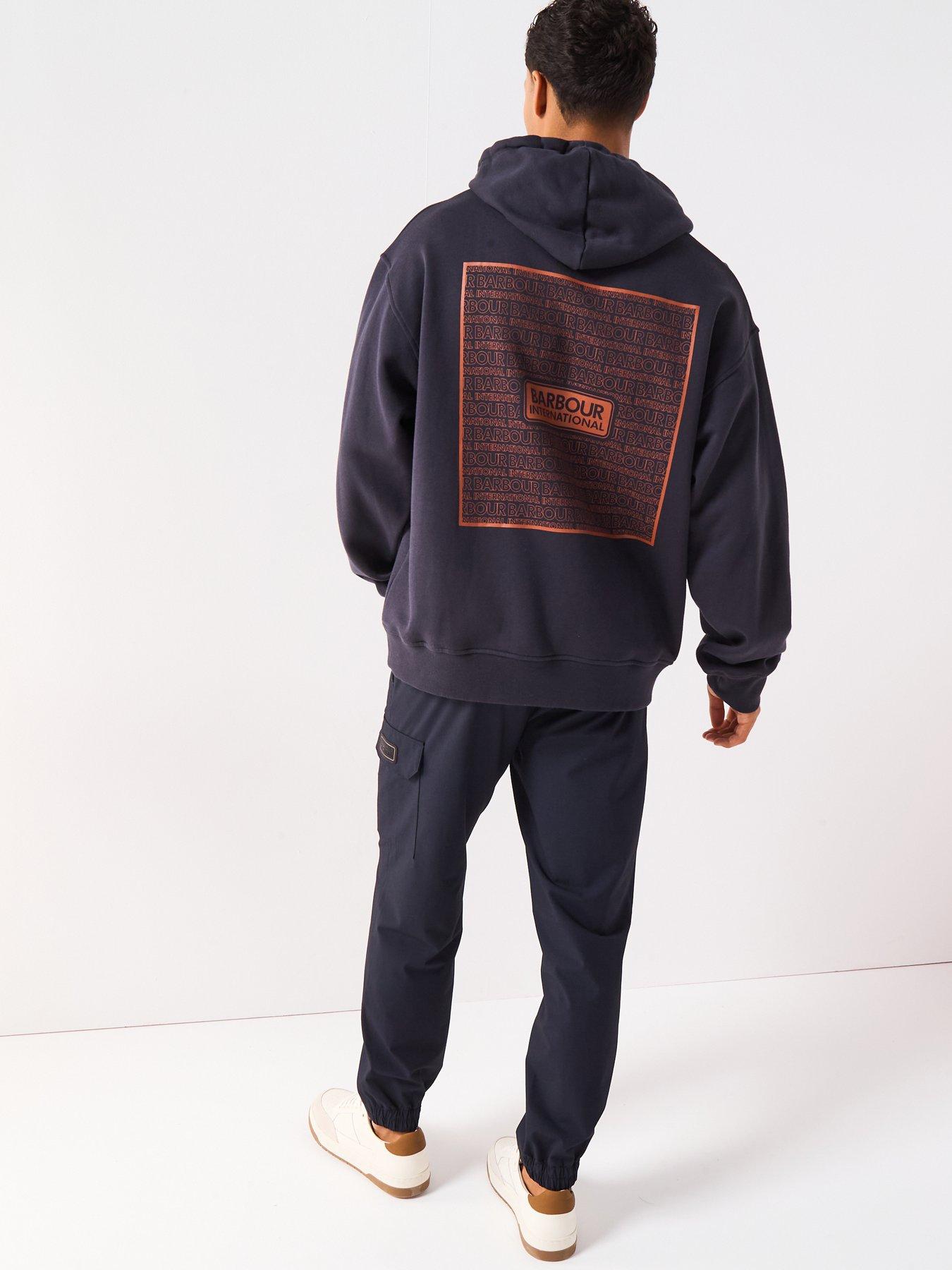 Image 6 of 6 of Barbour International Lever Graphic Oversized Fit Hoodie - Navy