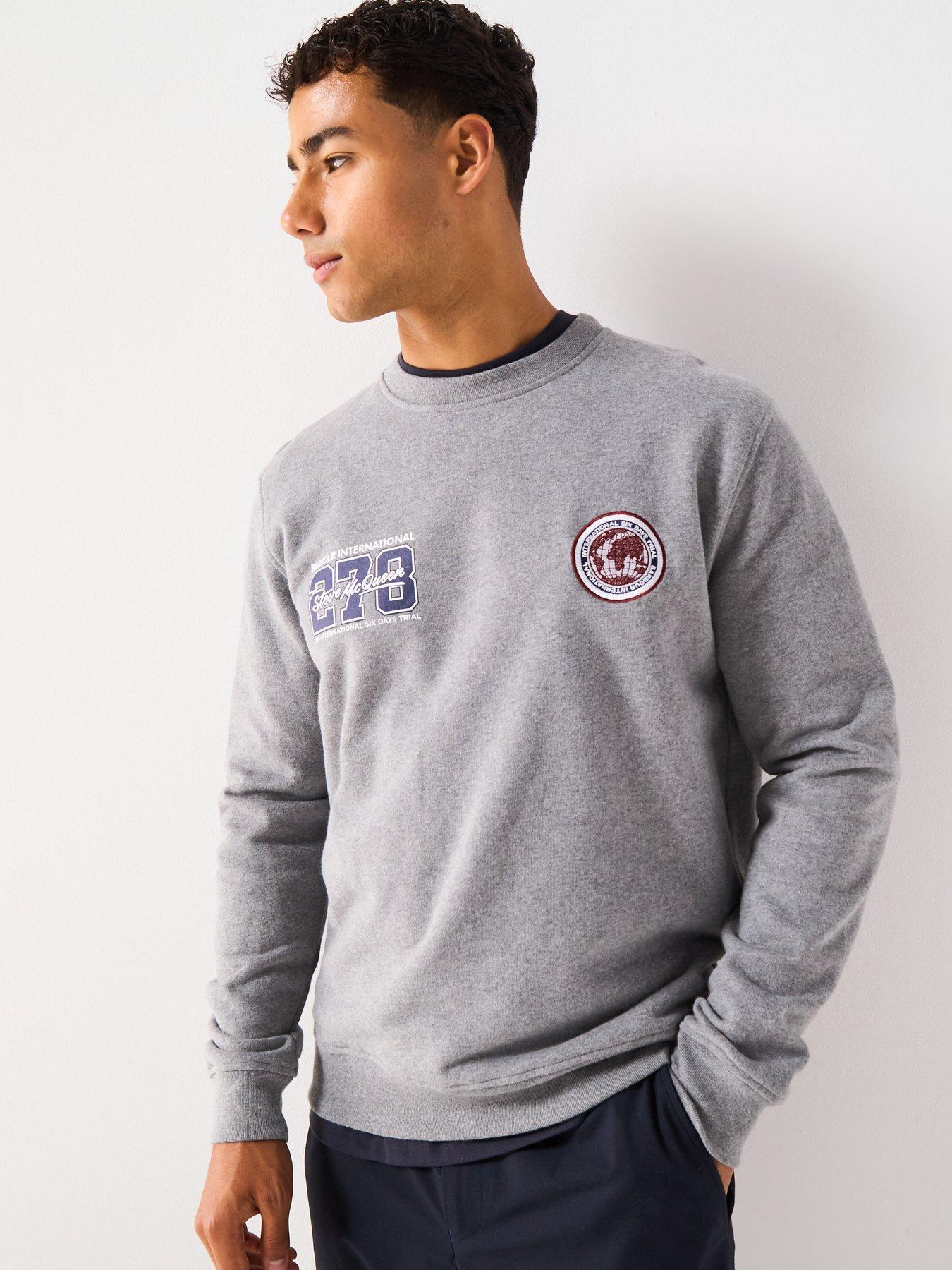  image of barbour-international-steve-mcqueen-crew-sweat-top--grey
