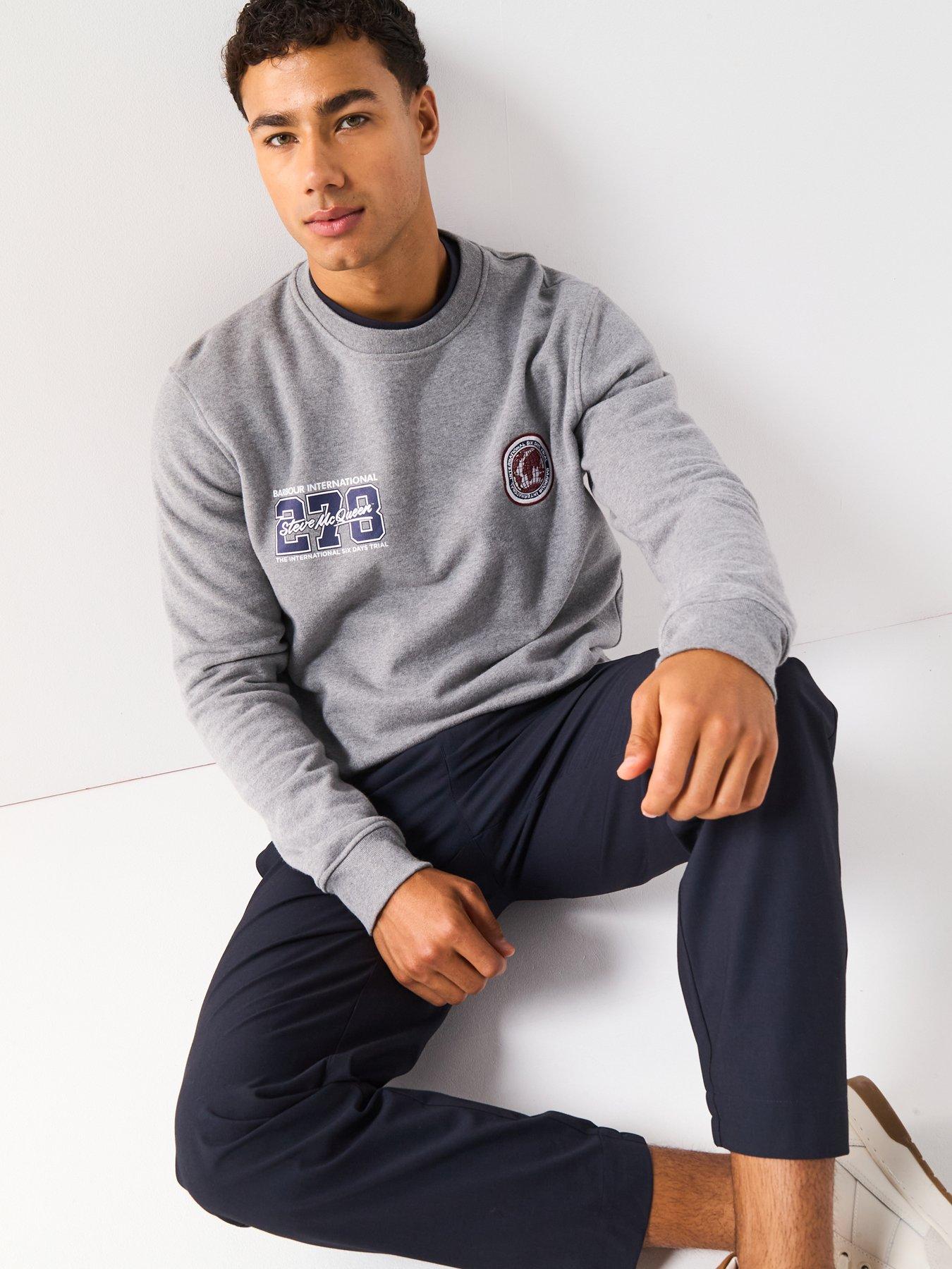  image of barbour-international-steve-mcqueen-crew-sweat-top--grey