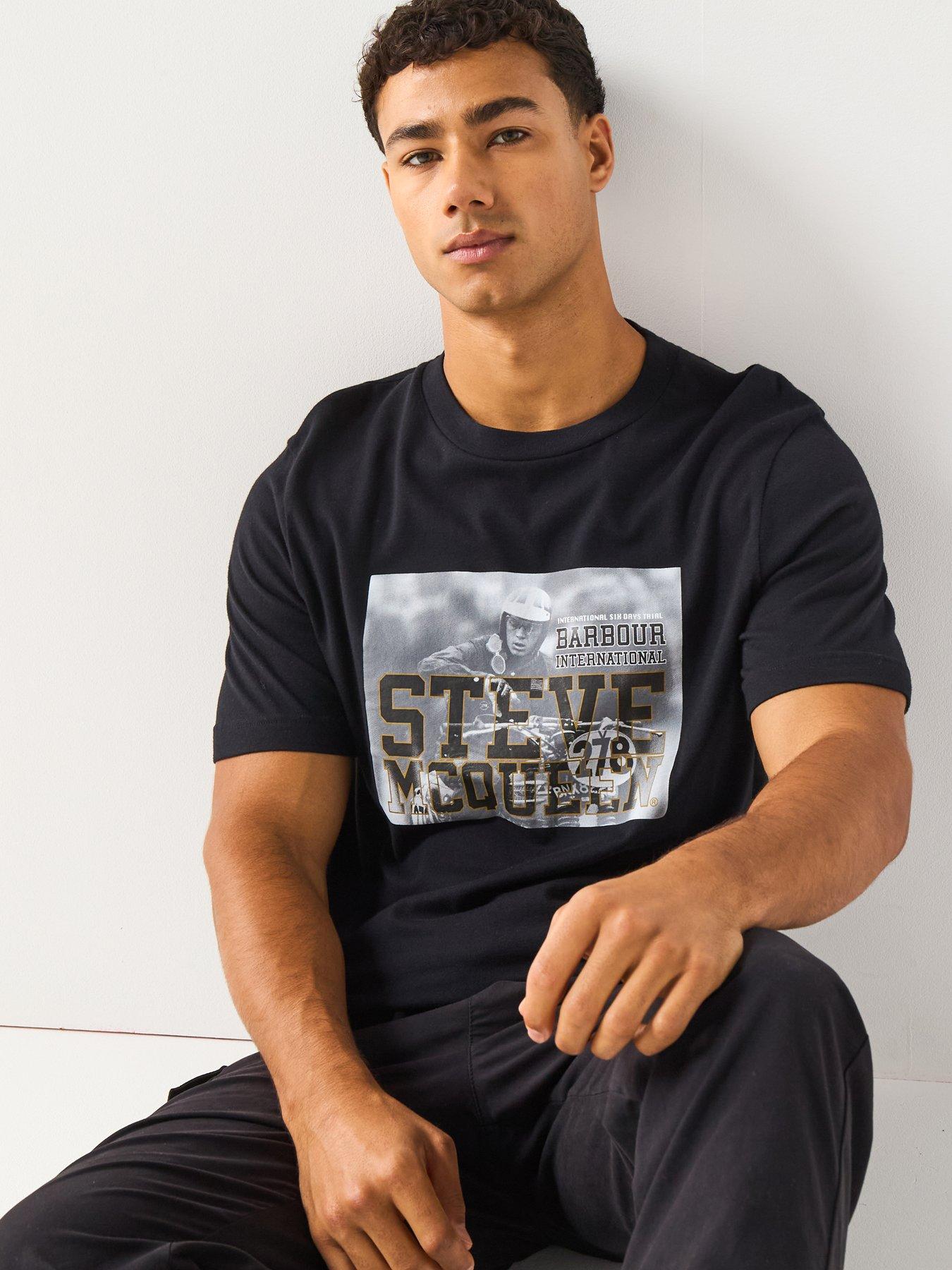 Image 1 of 6 of Barbour International Steve McQueen Relaxed Scape Graphic T-Shirt- Black
