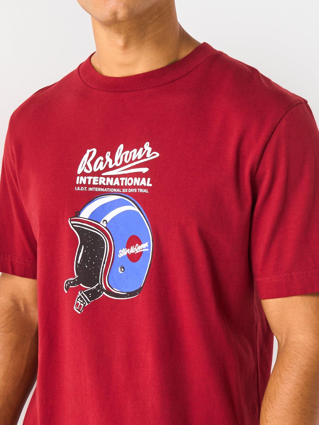 Image 6 of 6 of Barbour International Steve McQueen Relaxed Vecton Graphic T-Shirt - Dark Red