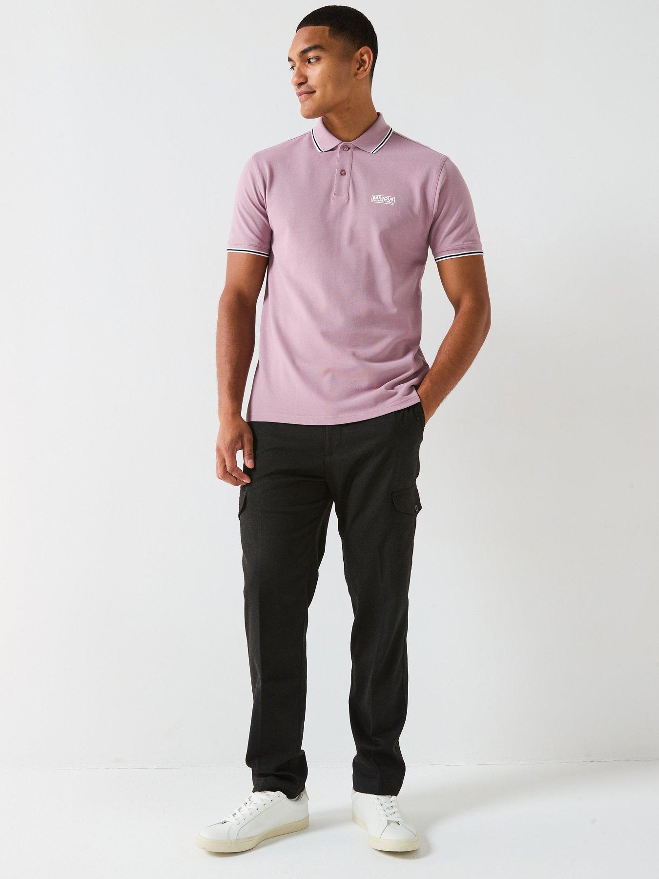 Image 3 of 4 of Barbour International Evan Tipped Short Sleeve Polo Shirt- Light Pink