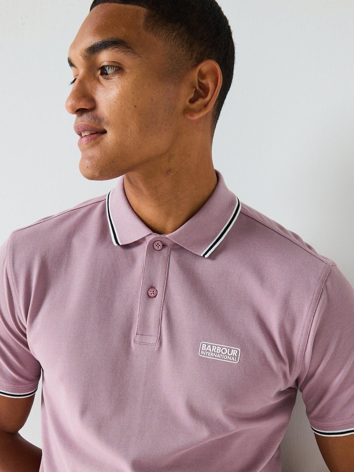 Image 4 of 4 of Barbour International Evan Tipped Short Sleeve Polo Shirt- Light Pink