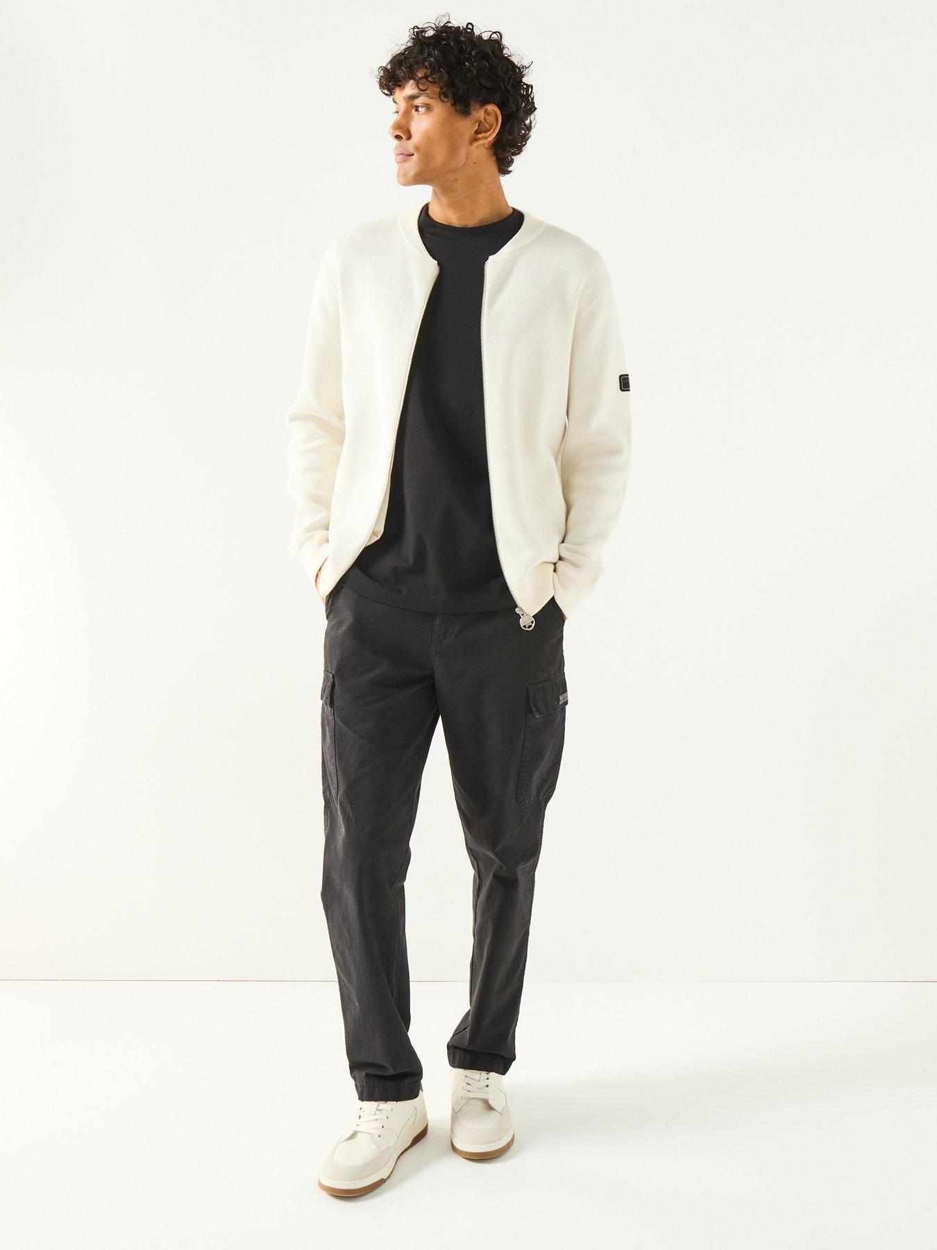 Image 3 of 6 of Barbour International Patrick Bomber Zip Through Knitted Cardigan- White