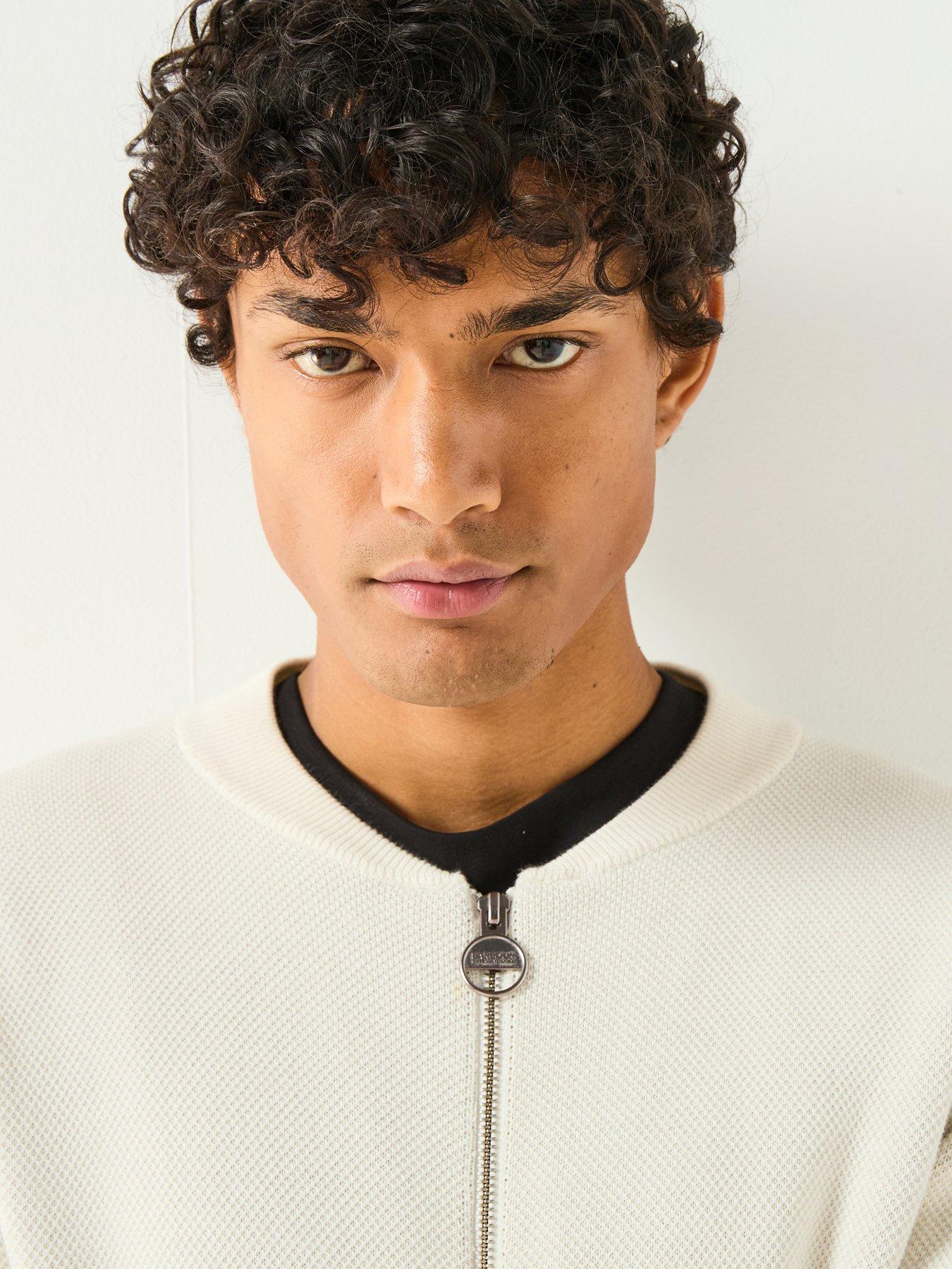 Image 5 of 6 of Barbour International Patrick Bomber Zip Through Knitted Cardigan- White