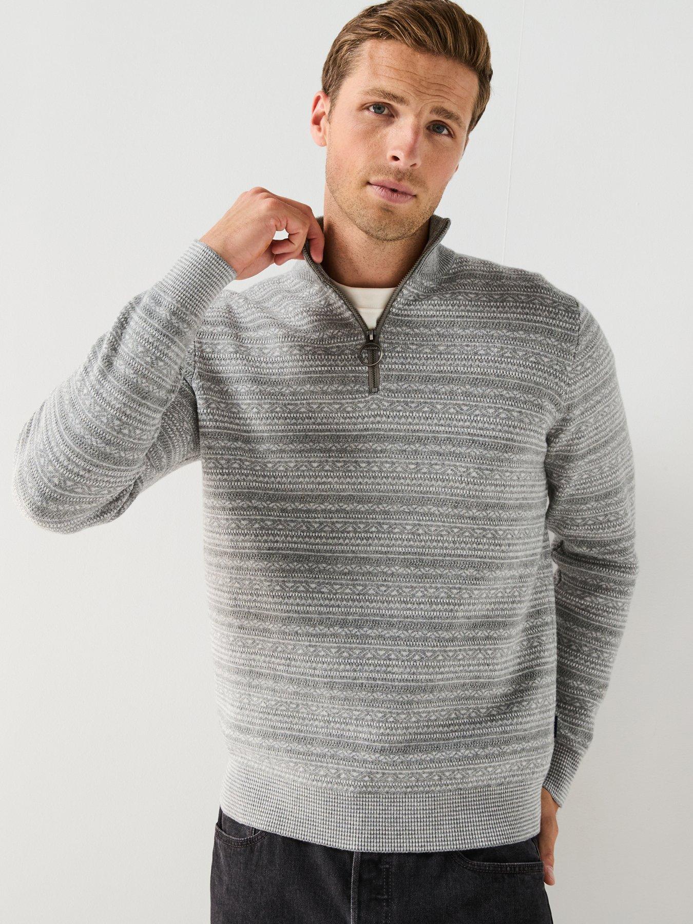  image of barbour-dartfield-half-zip-knitted-jumper--grey