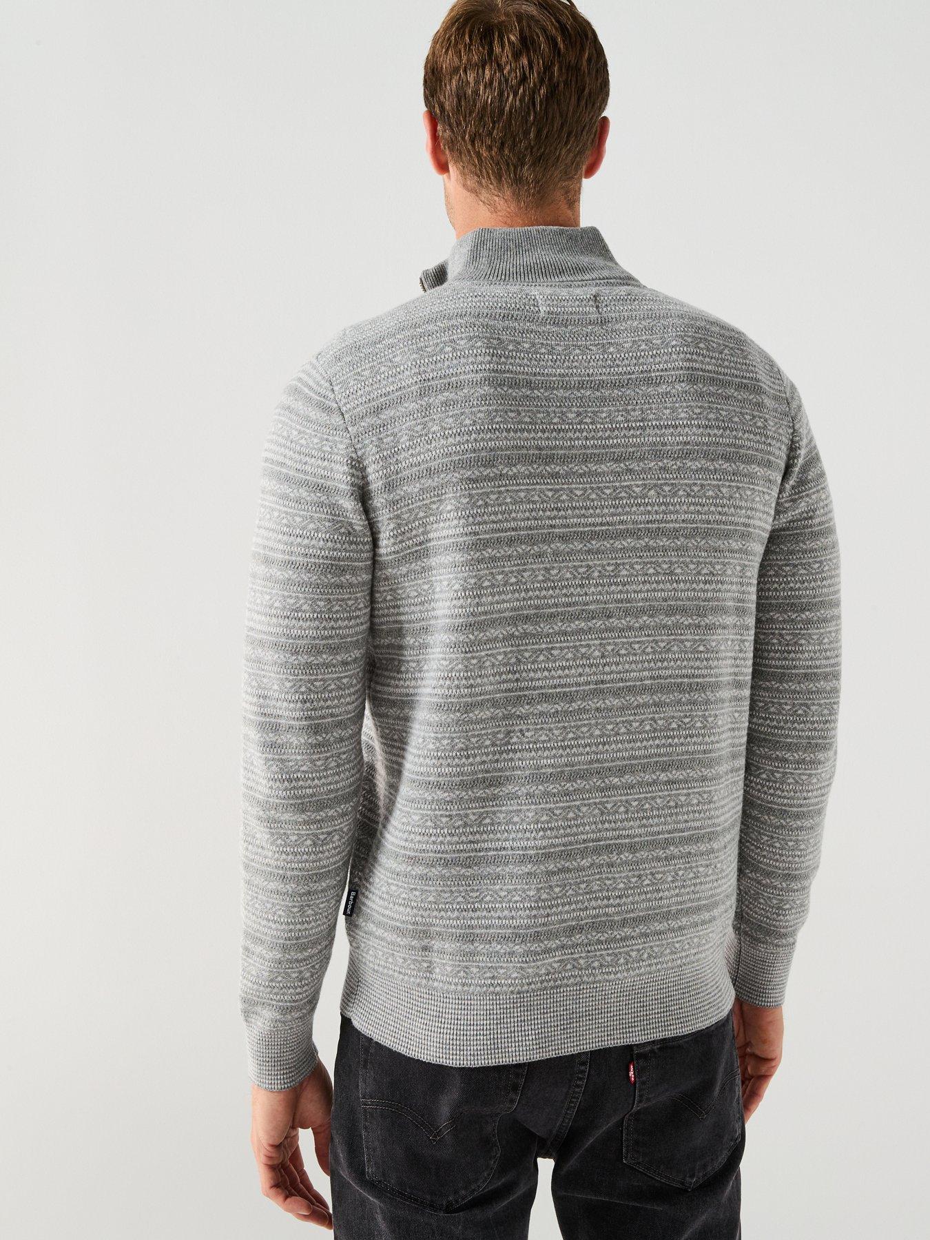  image of barbour-dartfield-half-zip-knitted-jumper--grey